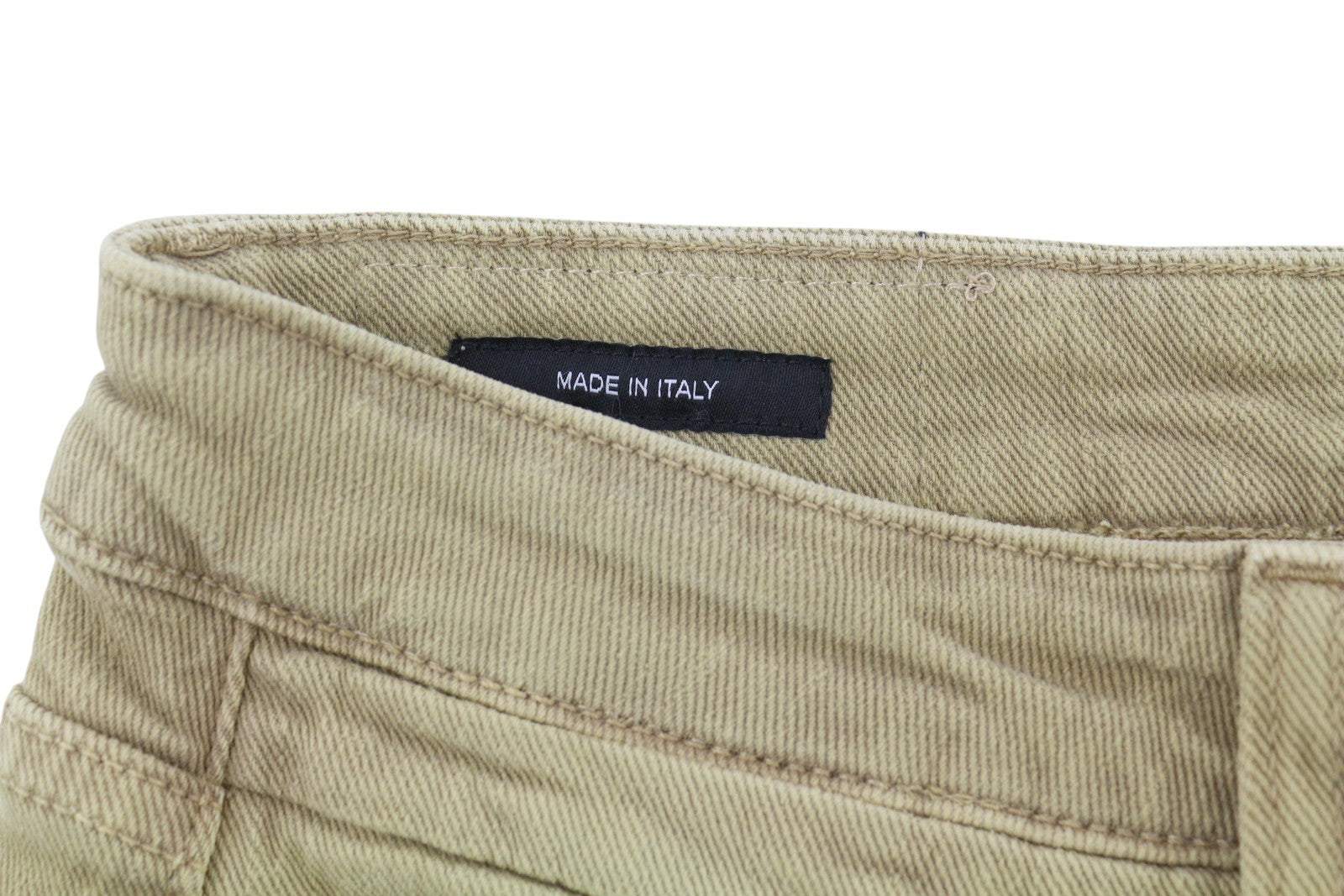 R13 Boy Straight Women Jeans 24 Khaki Stretch Washed Logo Ankle RRP699