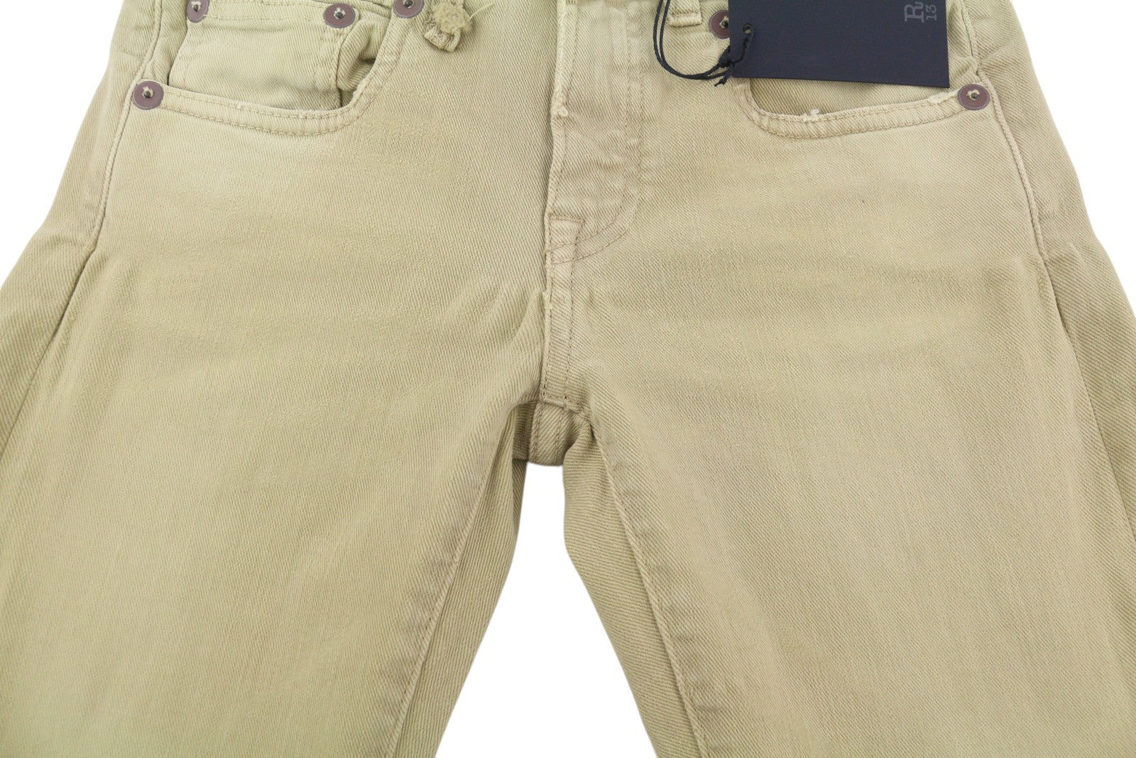 R13 Boy Straight Women Jeans 24 Khaki Stretch Faded Casual Ankle RRP699