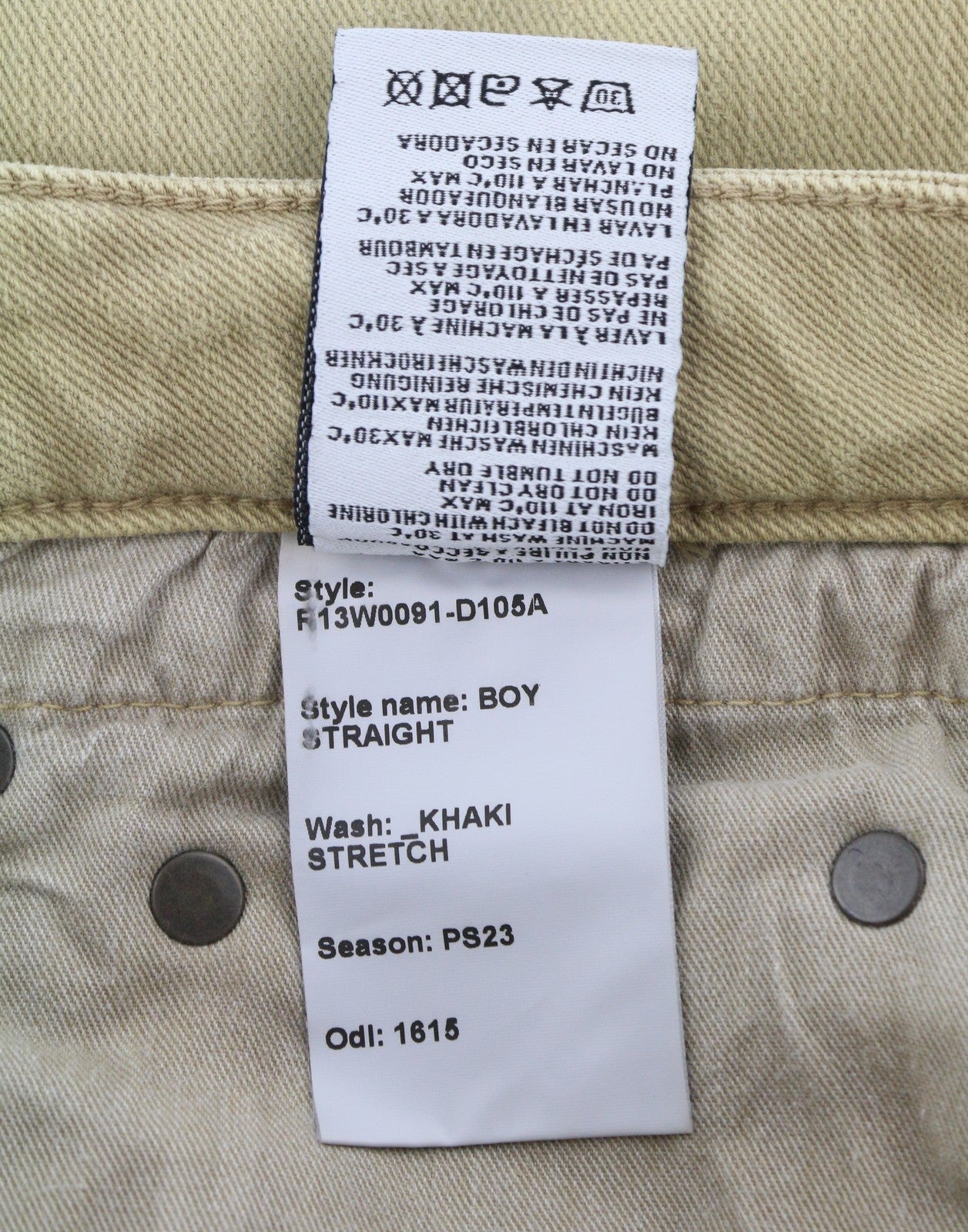 R13 Boy Straight Women Jeans 25 Khaki Stretch Faded Casual Ankle RRP699