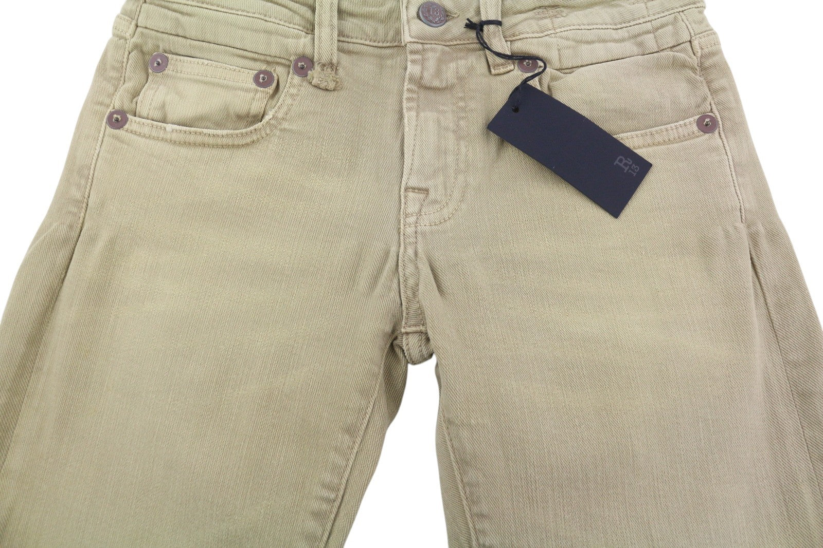 R13 Boy Straight Women Jeans 25 Khaki Stretch Faded Casual Ankle RRP699