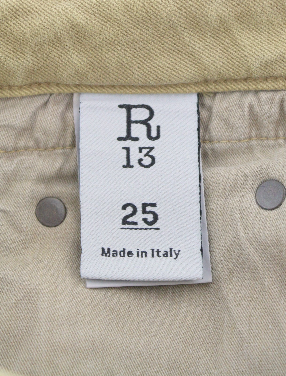 R13 Boy Straight Women Jeans 25 Khaki Stretch Faded Casual Ankle RRP699