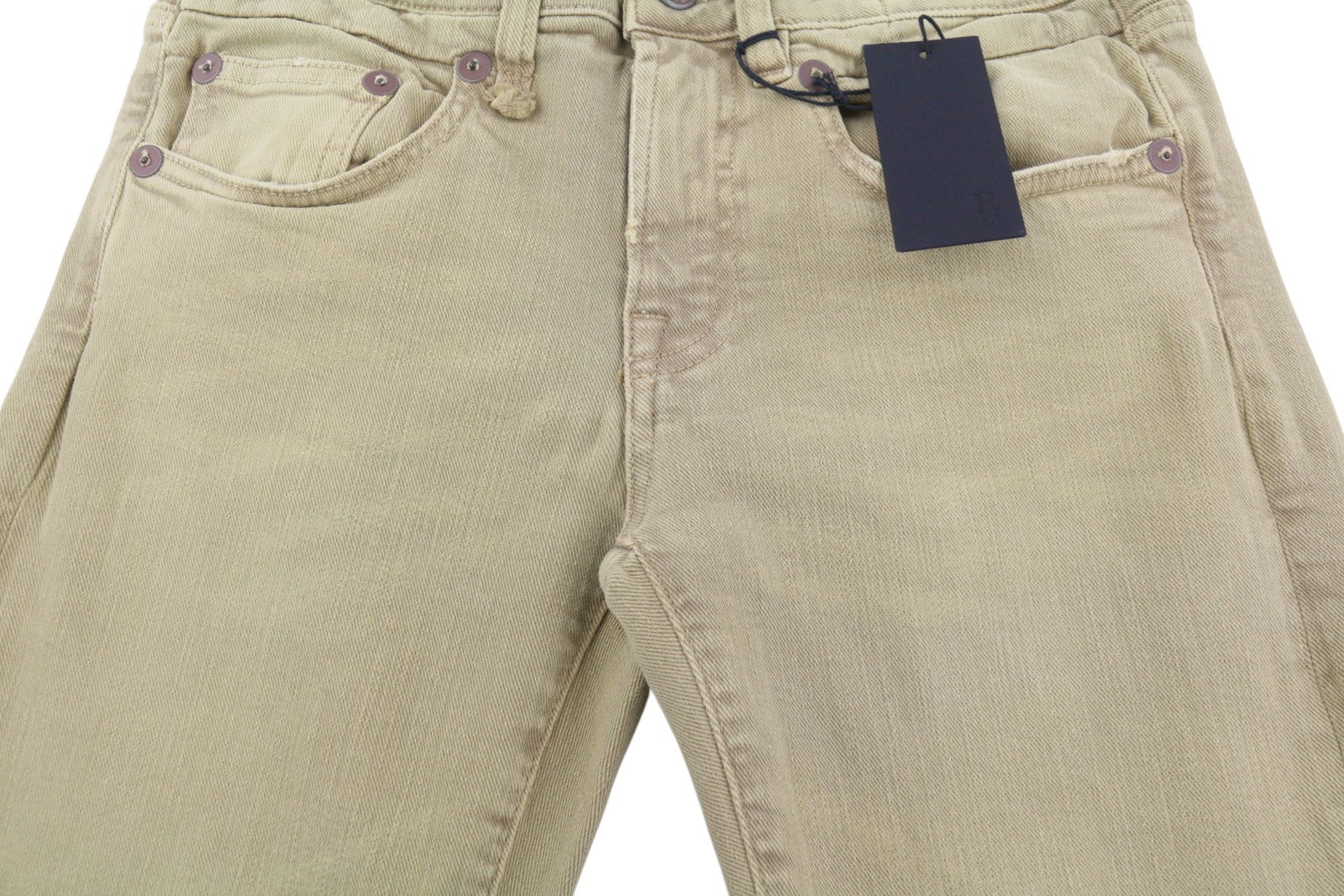 R13 Boy Straight Women Jeans 26 Khaki Stretch Washed Logo Ankle RRP699