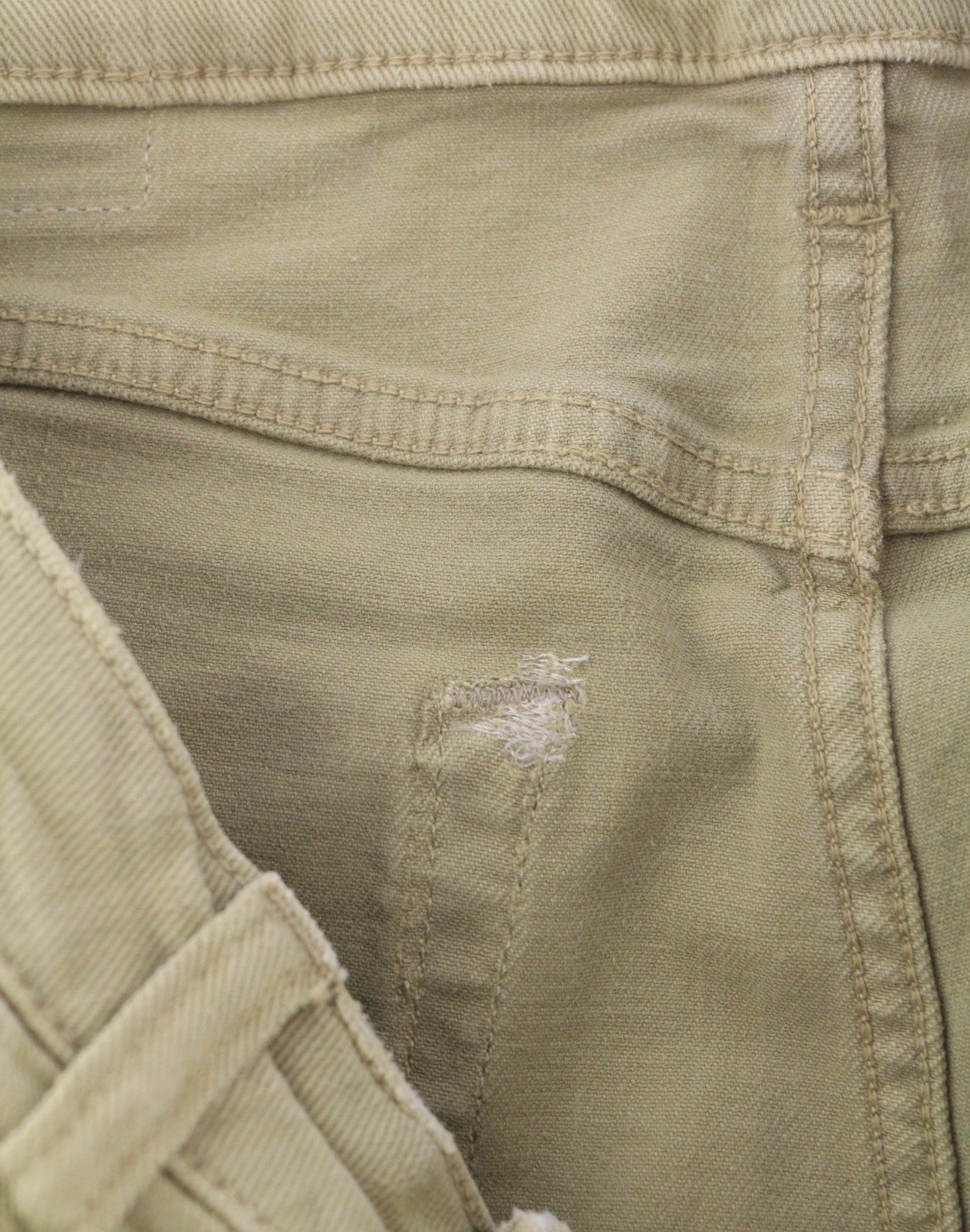 R13 Boy Straight Women Jeans 27 Khaki Stretch Faded Casual Ankle RRP699