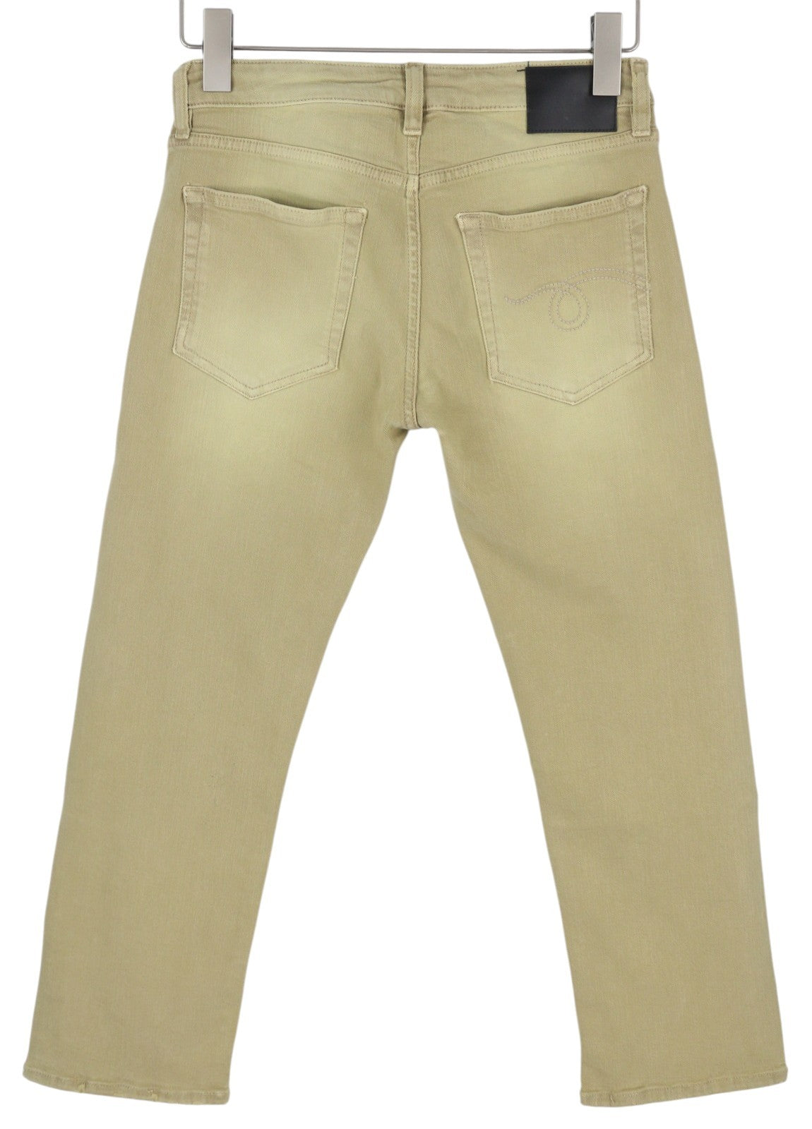 R13 Boy Straight Women Jeans 27 Khaki Stretch Faded Casual Ankle RRP699