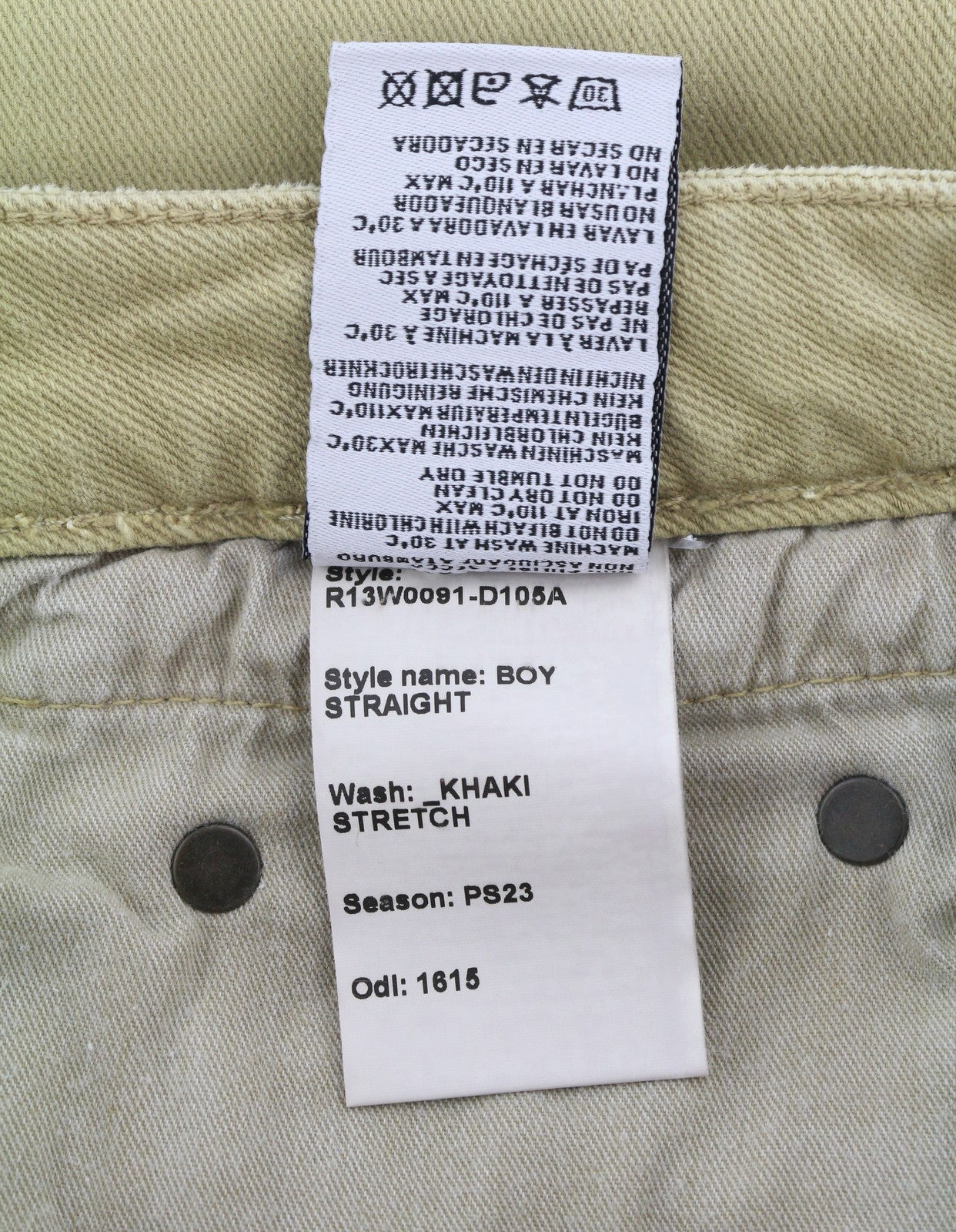 R13 Boy Straight Women Jeans 28 Khaki Stretch Faded Casual Ankle RRP699