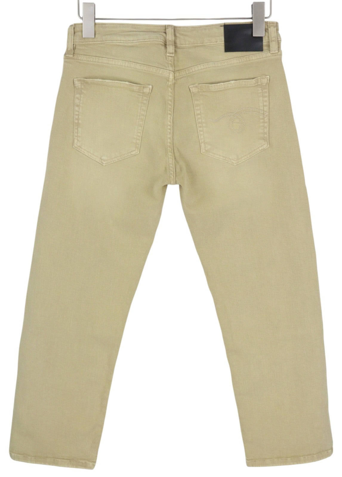 R13 Boy Straight Women Jeans 28 Khaki Stretch Denim Cropped Ankle RRP699