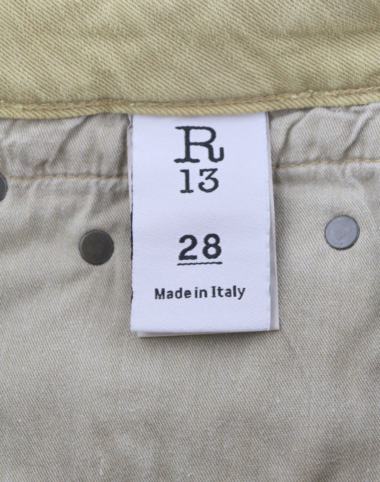 R13 Boy Straight Women Jeans 28 Khaki Stretch Denim Cropped Ankle RRP699