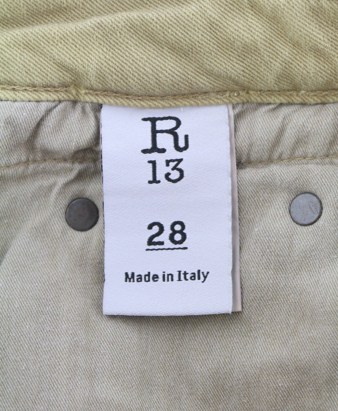 R13 Boy Straight Women Jeans 28 Khaki Stretch Denim Cropped Pockets RRP699