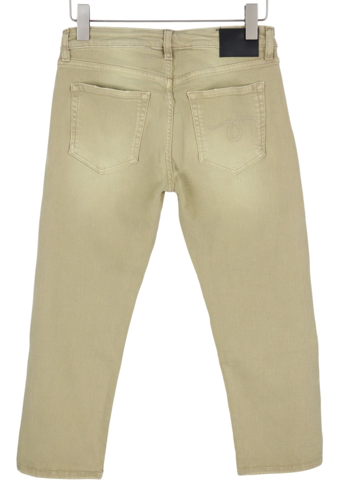 R13 Boy Straight Women Jeans 28 Khaki Stretch Cropped Light Denim RRP699