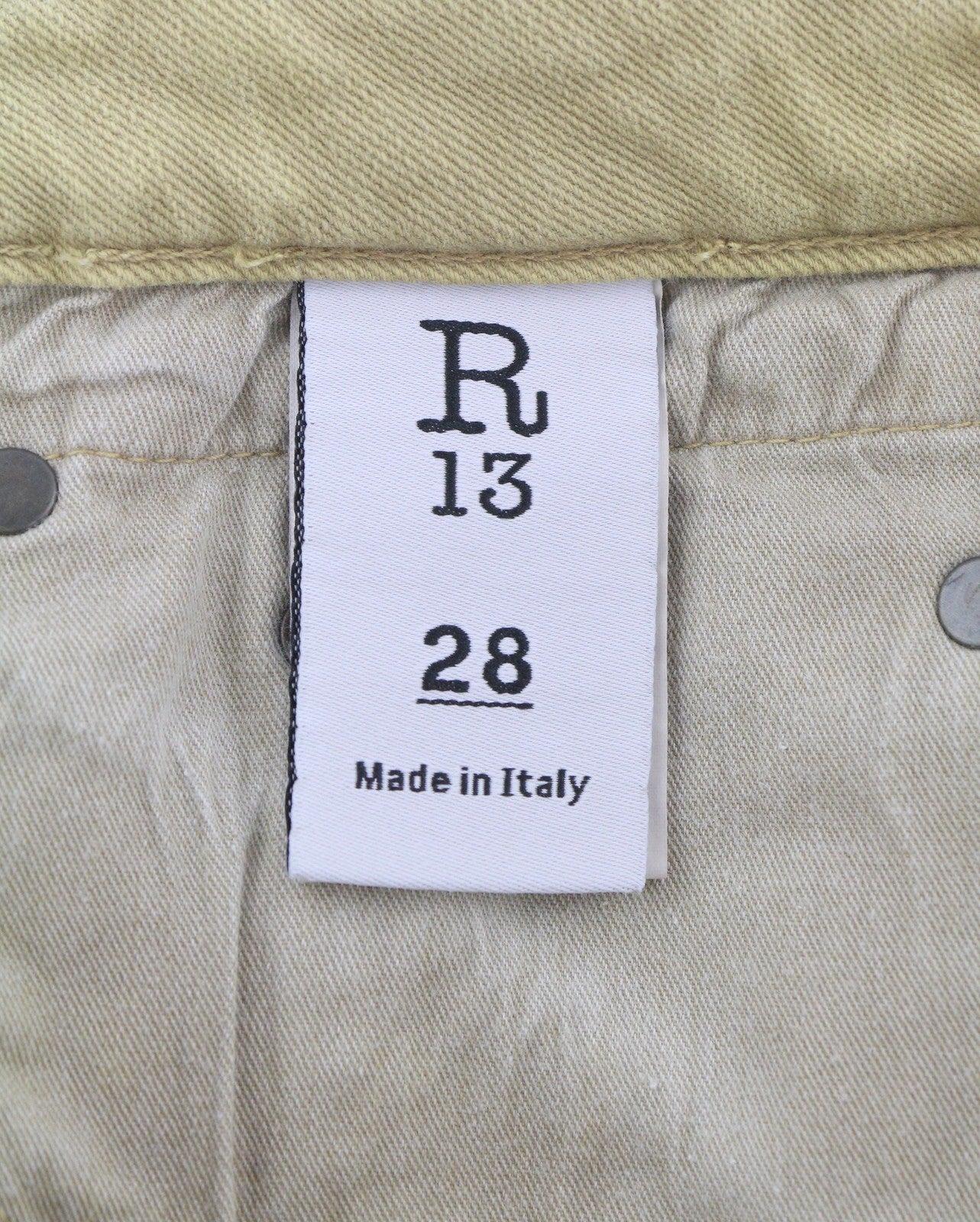 R13 Boy Straight Women Jeans 28 Khaki Stretch Cropped Light Denim RRP699