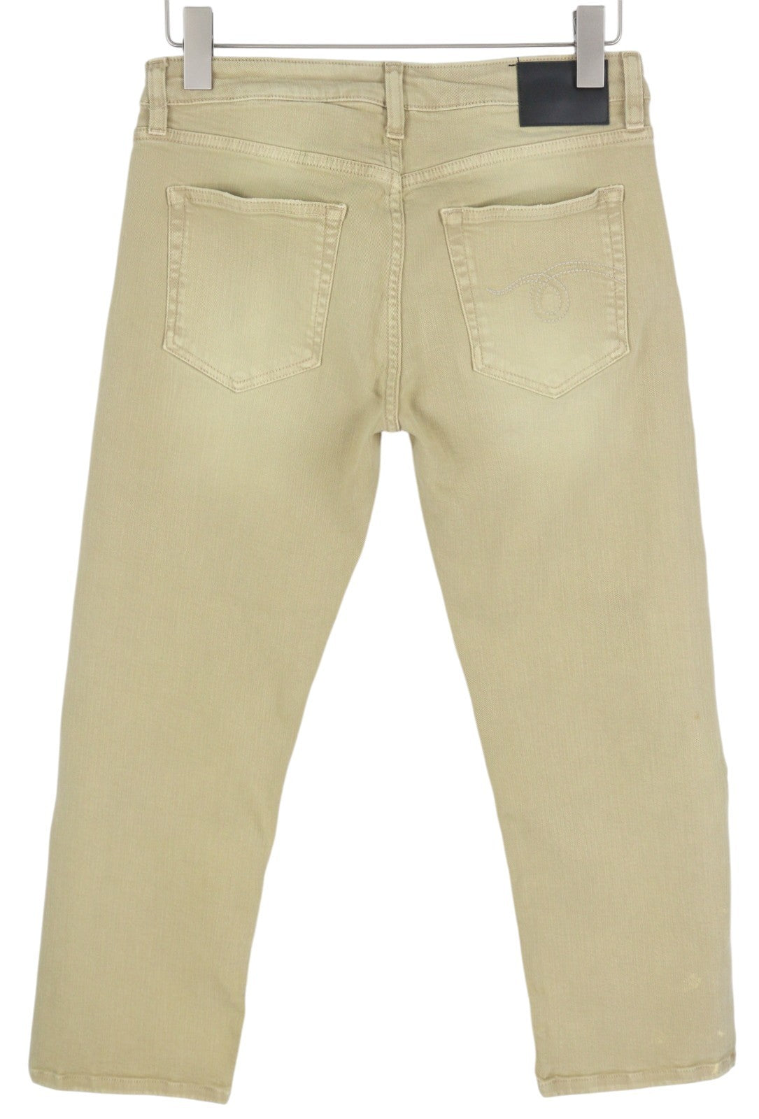 R13 Boy Straight Women Jeans 28 Khaki Stretch Cropped Ankled Light Denim RRP699