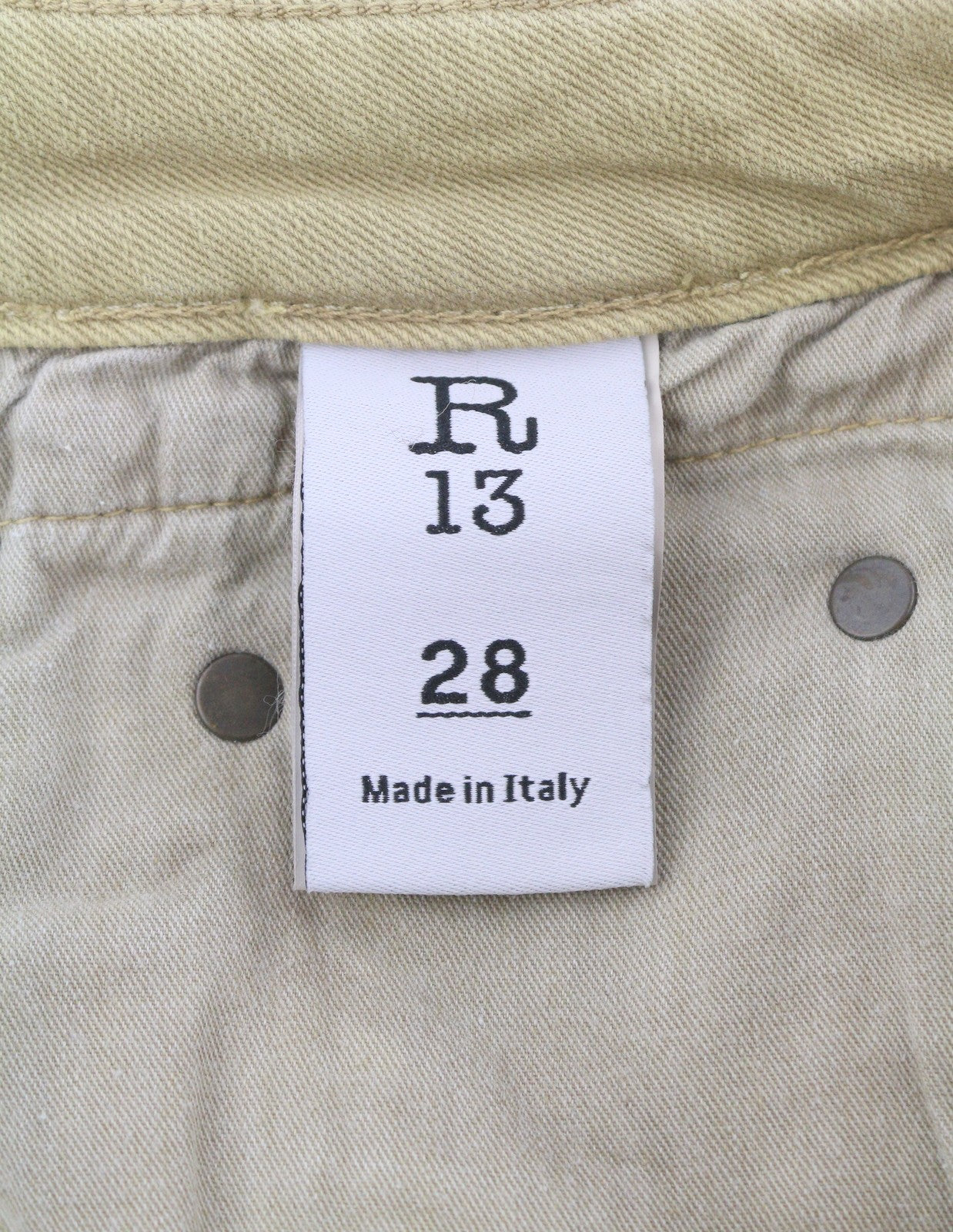 R13 Boy Straight Women Jeans 28 Khaki Stretch Cropped Ankled Light Denim RRP699