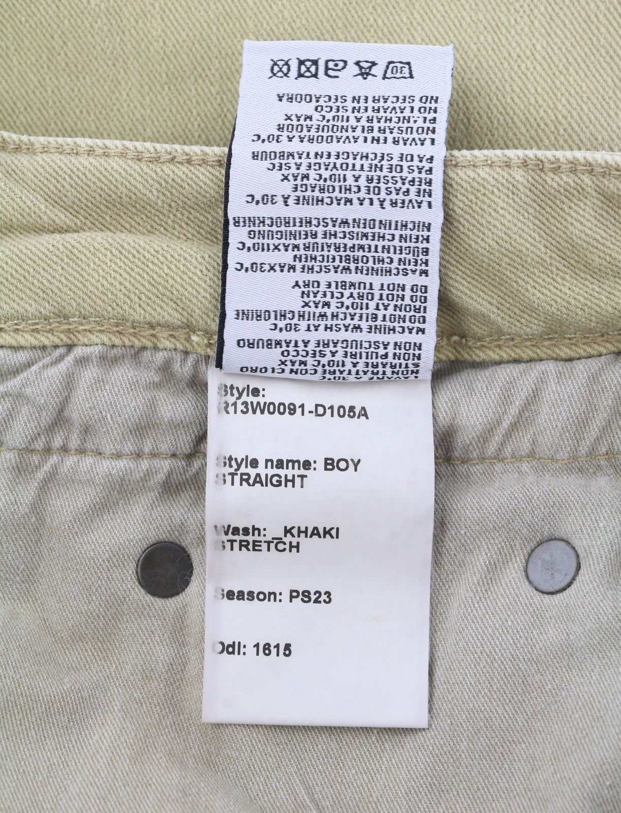 R13 Boy Straight Women Jeans 28 Khaki Stretch Faded Ankled Light Denim RRP699