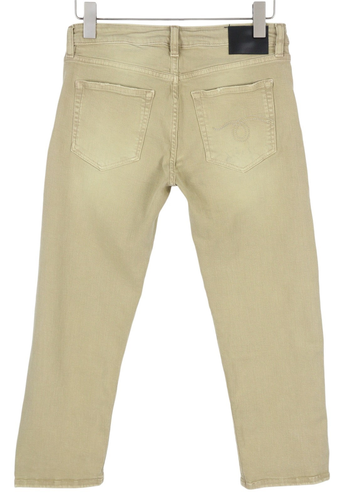 R13 Boy Straight Women Jeans 28 Khaki Stretch Faded Ankled Light Denim RRP699