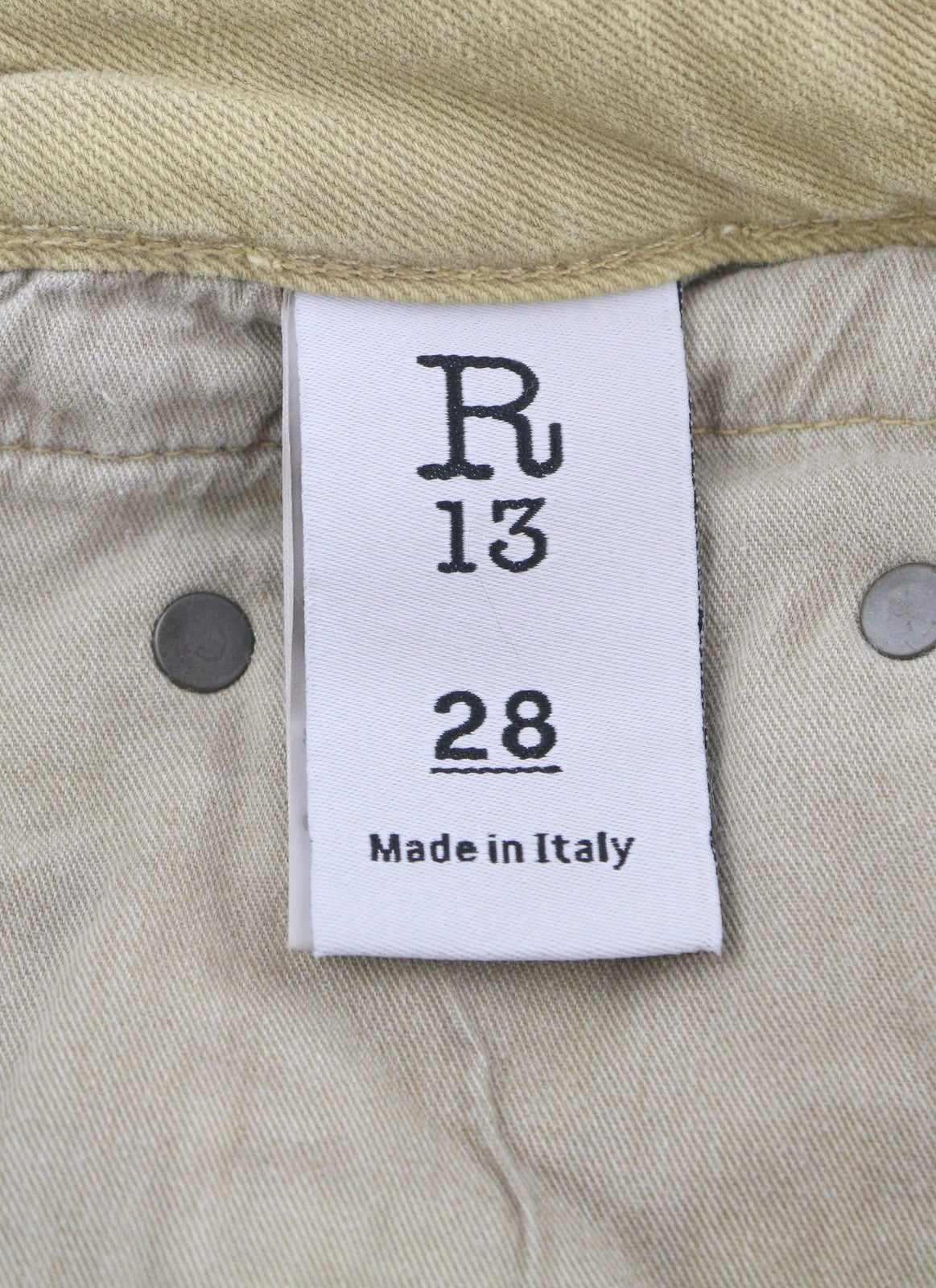 R13 Boy Straight Women Jeans 28 Khaki Stretch Faded Ankled Light Denim RRP699