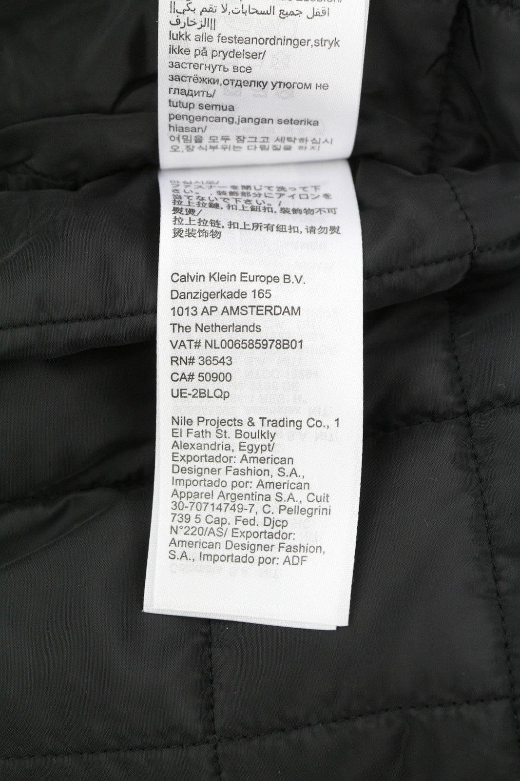 CALVIN KLEIN Men Jacket L Black Bold Logo Quilted Loose Fit Bomber RRP149