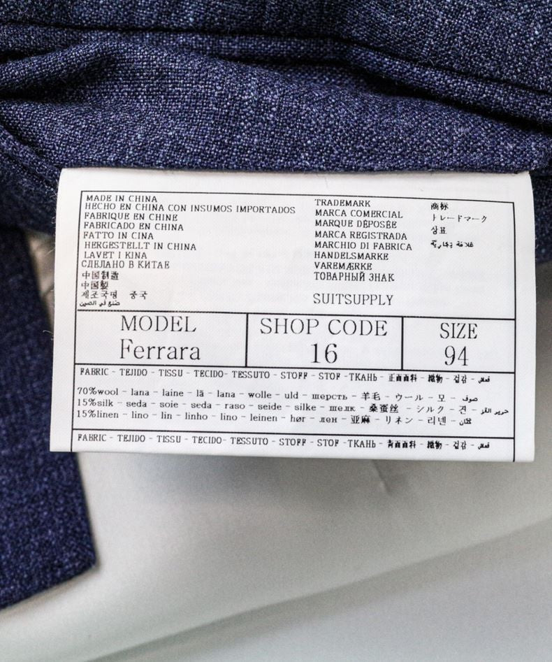 SUITSUPPLY Havana Tulip UL Ferrara Men Suit UK34R UK38L W31 Wool Silk Linen 3Pc