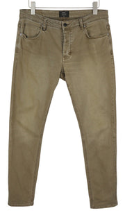 NEUW Lou Slim Men Jeans W32/L32 Brown Washed Fade Button Fly Denim Logo