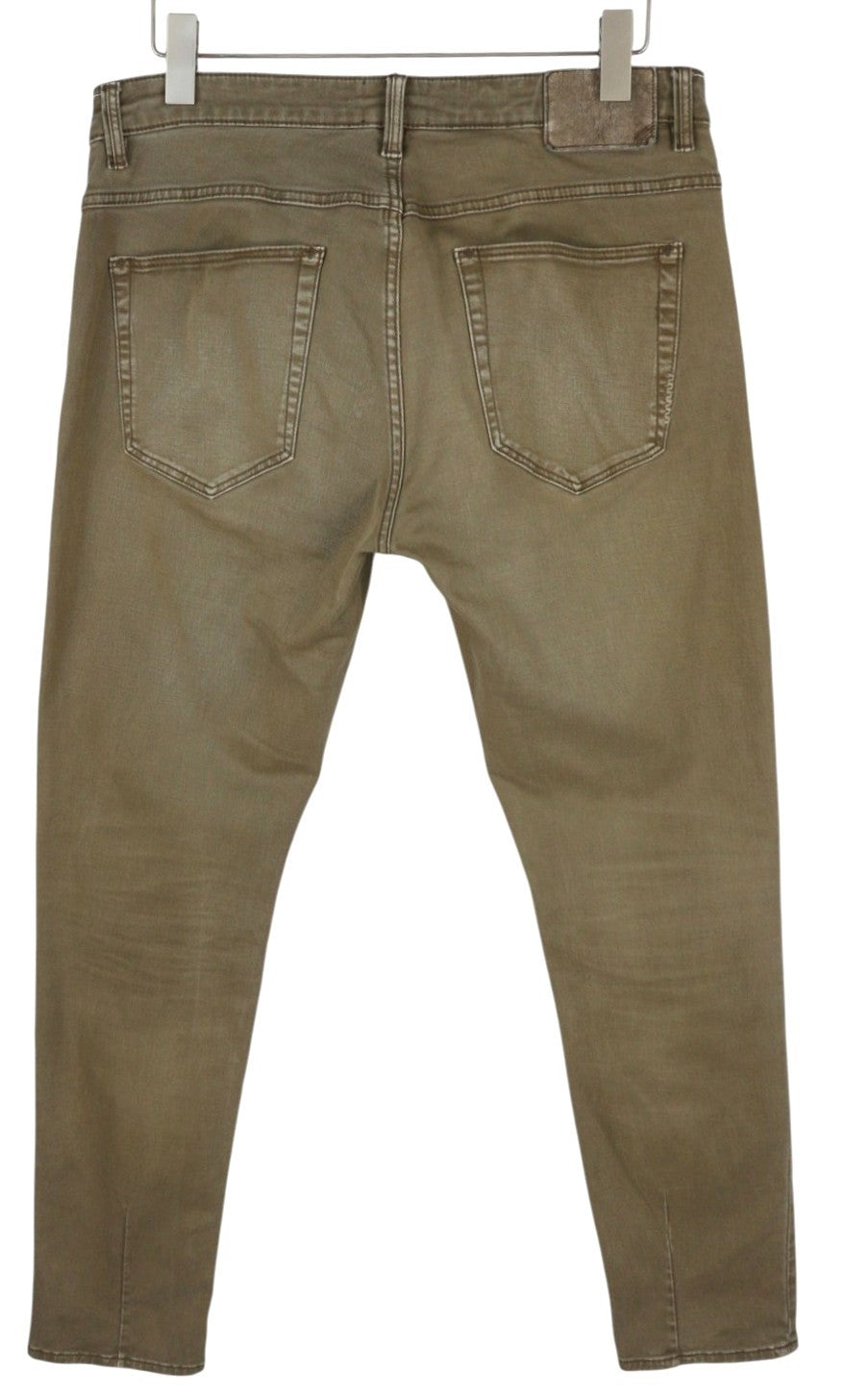 NEUW Lou Slim Men Jeans W32/L32 Brown Washed Fade Button Fly Denim Logo