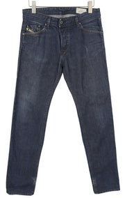 DIESEL Darron 0088Z Men Jeans W31/L34 Dark Blue Faded Straight Button Denim