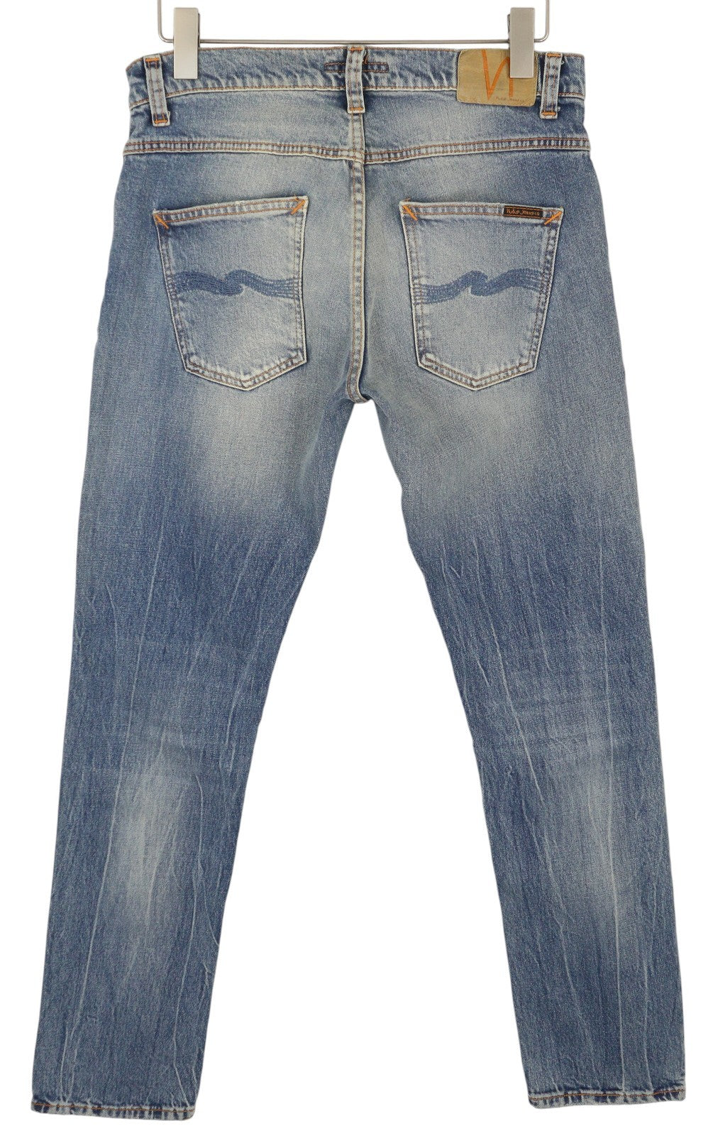 NUDIE JEANS Grim Tim Worn Blues Men Jeans W31/L32 Faded Distressed Denim