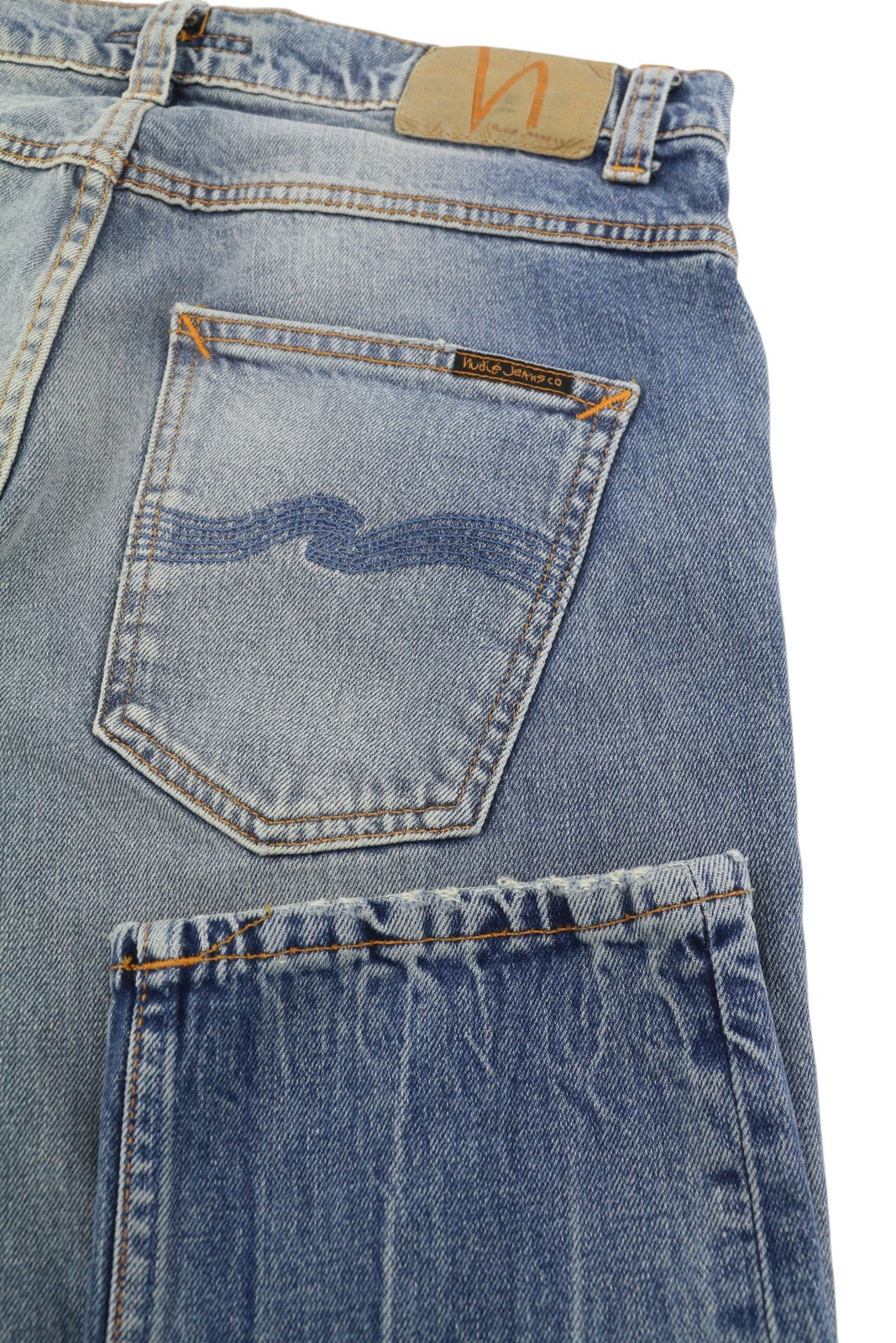 NUDIE JEANS Grim Tim Worn Blues Men Jeans W31/L32 Faded Distressed Denim