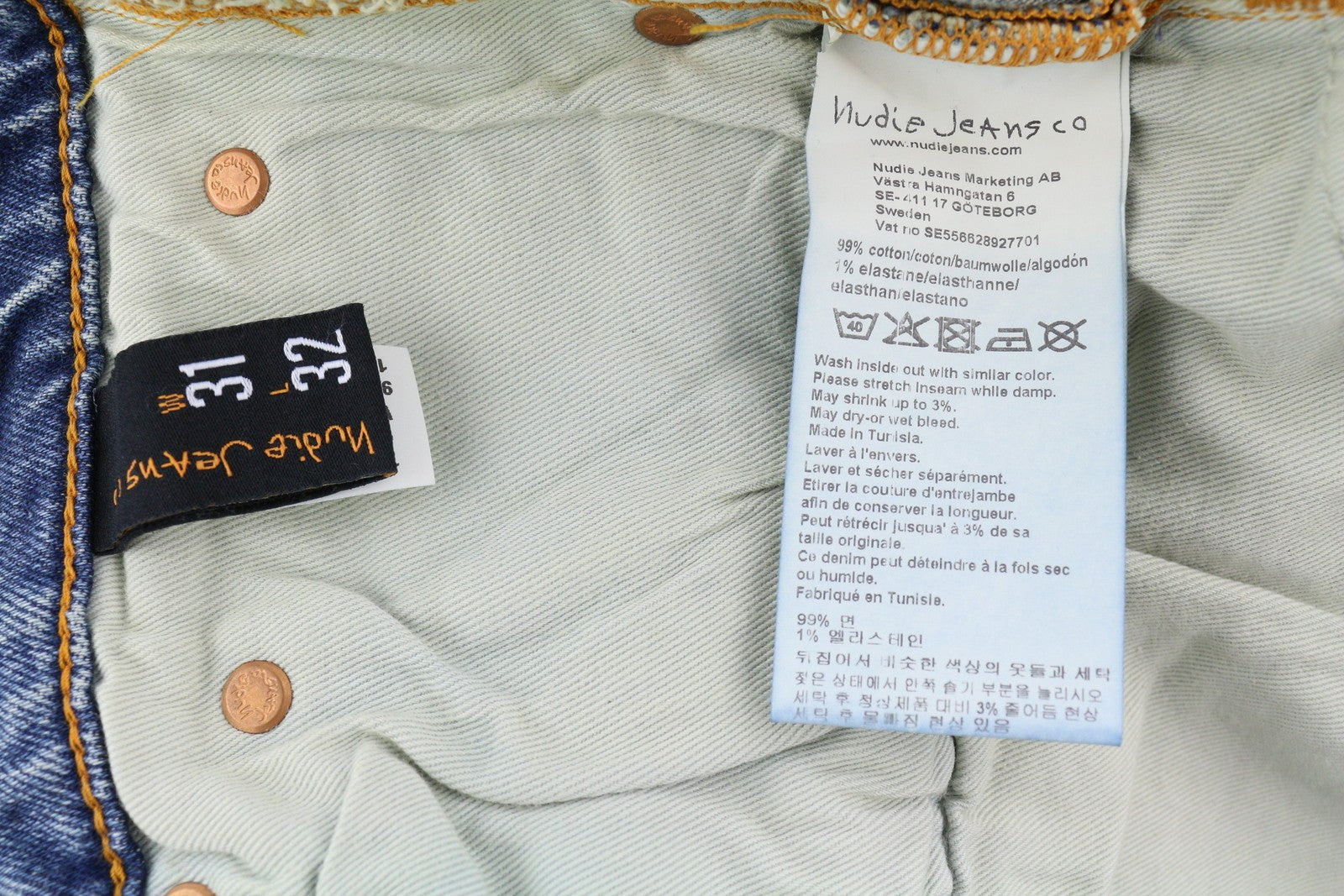 NUDIE JEANS Grim Tim Worn Blues Men Jeans W31/L32 Faded Distressed Denim