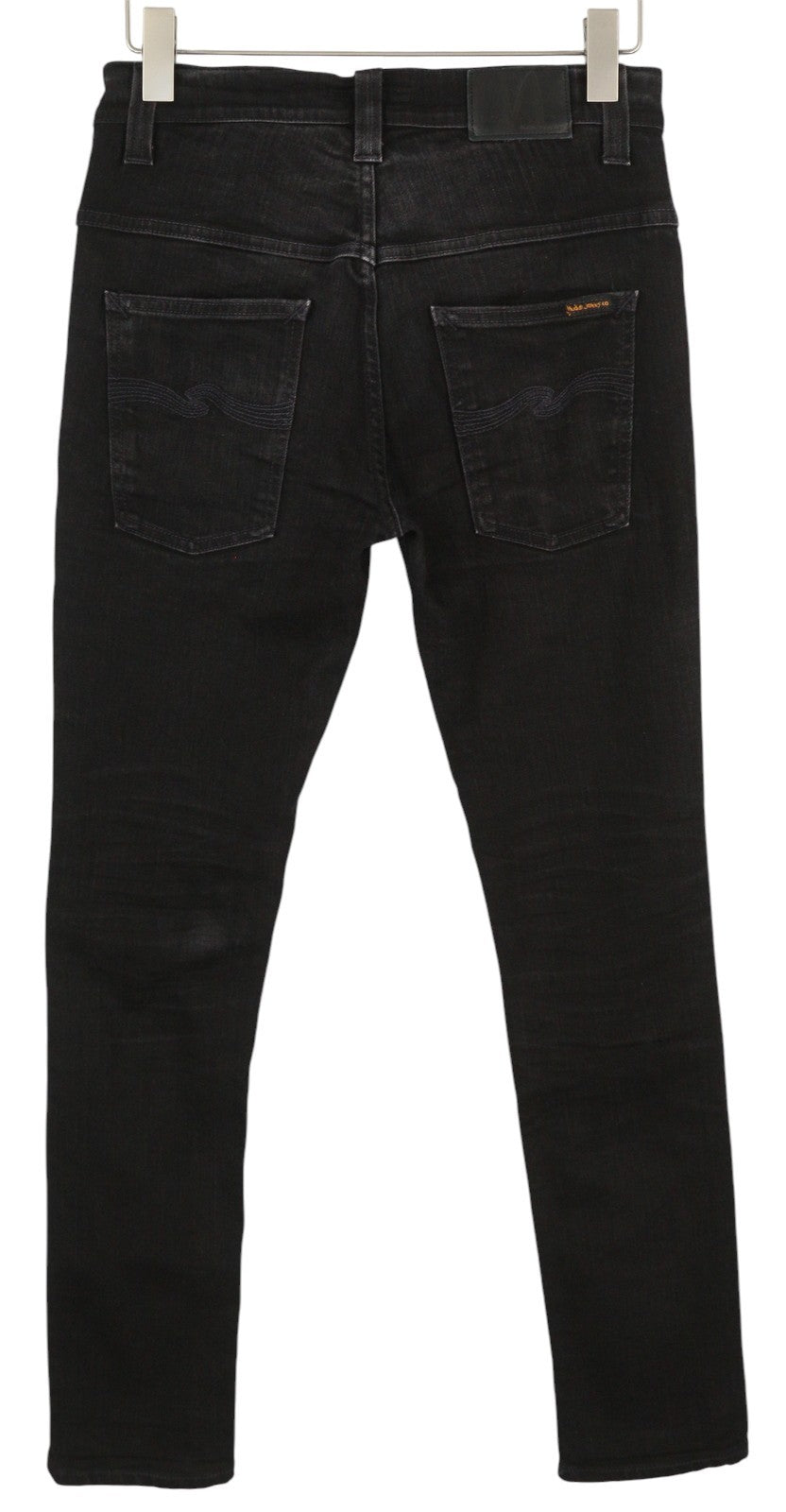 NUDIE JEANS Tape Ted Black Ring Men Jeans W31/L32 Skinny Zip Fly Denim