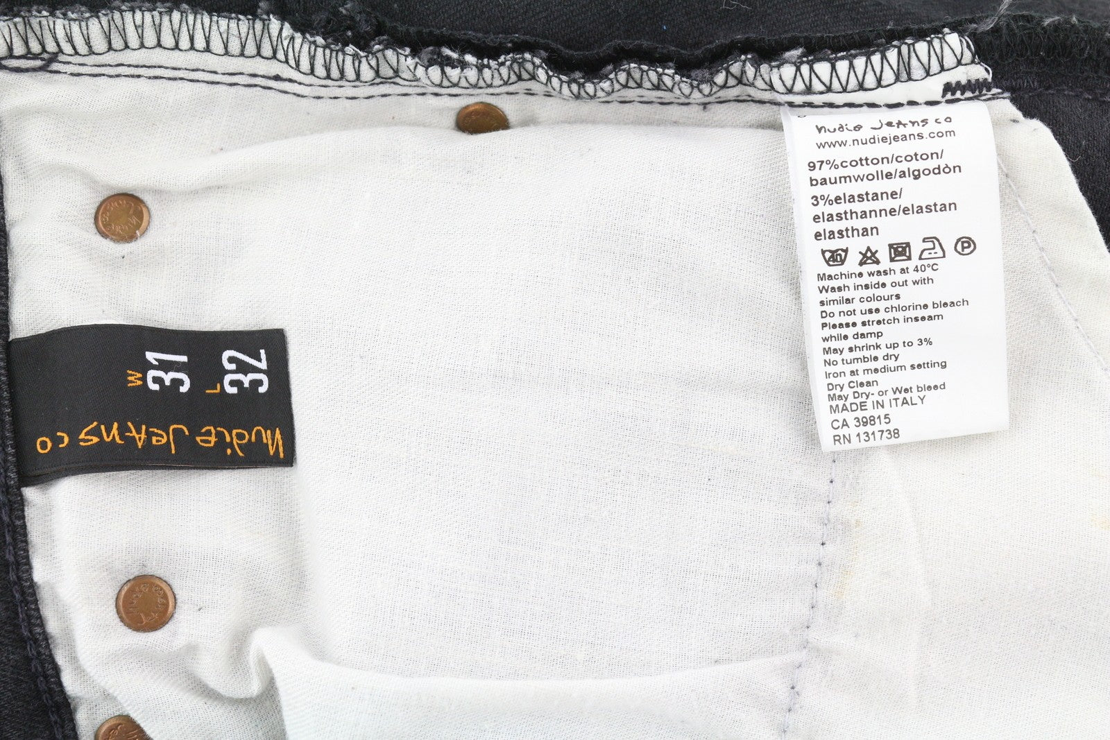 NUDIE JEANS Tape Ted Black Ring Men Jeans W31/L32 Skinny Zip Fly Denim