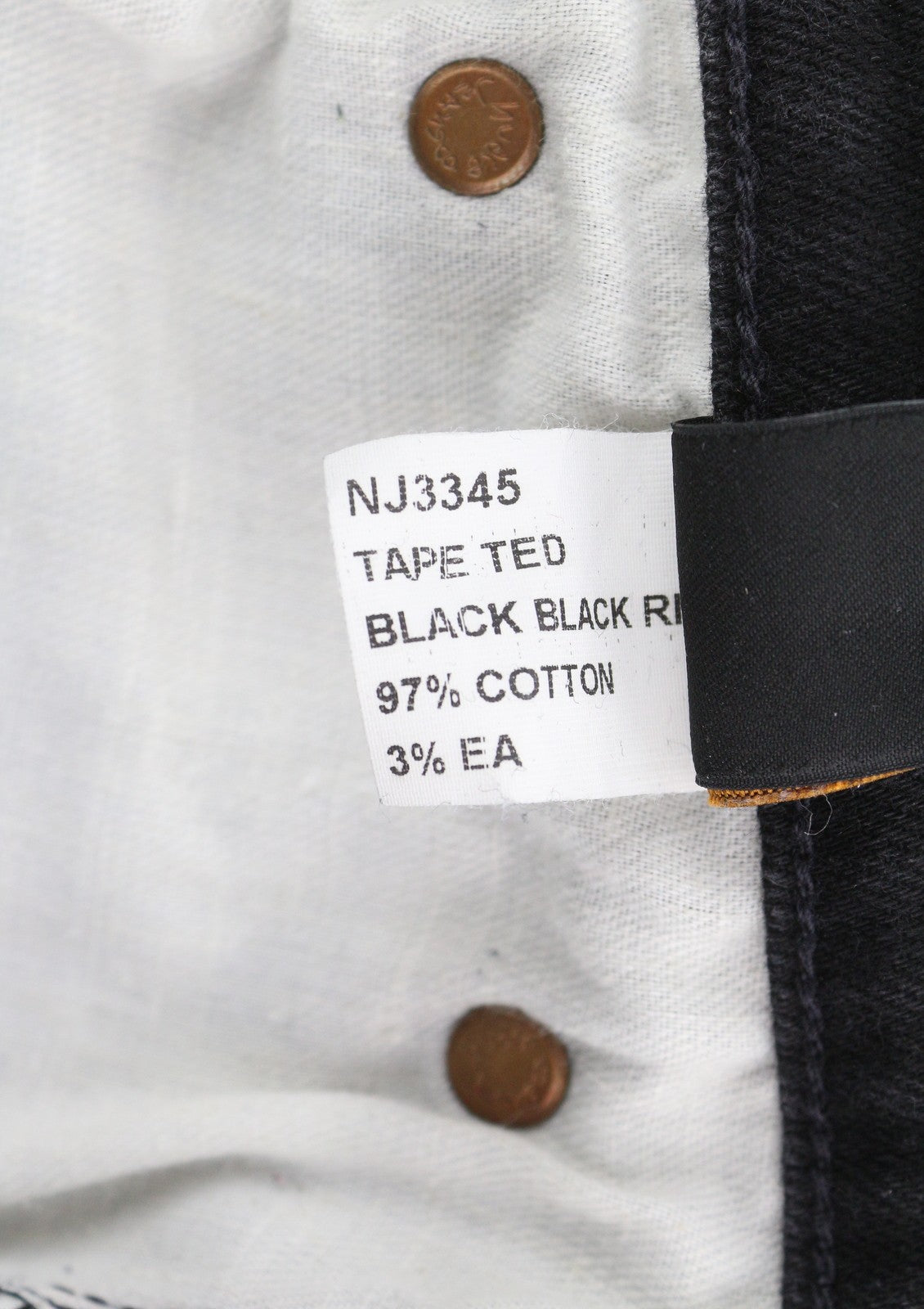 NUDIE JEANS Tape Ted Black Ring Men Jeans W31/L32 Skinny Zip Fly Denim