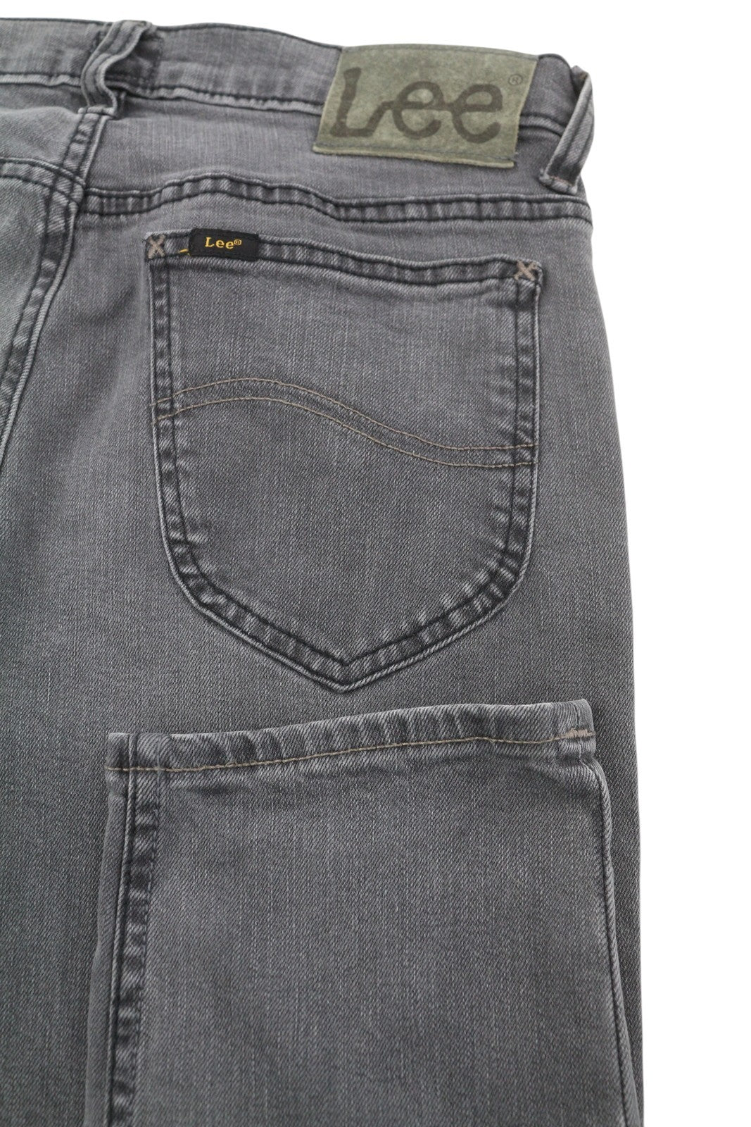 LEE Rider Men Jeans W29/L34 Grey Washed Slim Fit Zip Fly Logo Denim