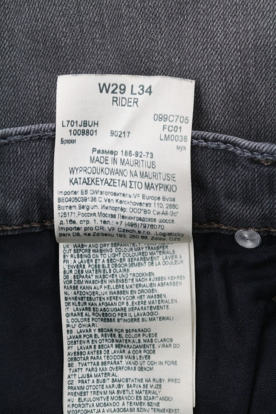 LEE Rider Men Jeans W29/L34 Grey Washed Slim Fit Zip Fly Logo Denim