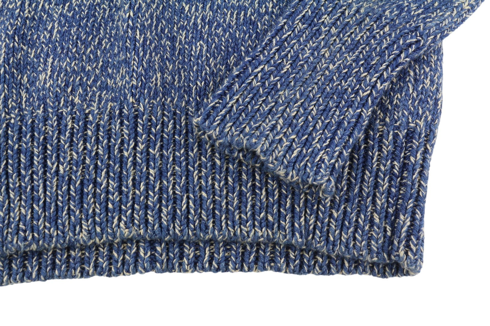 RALPH LAUREN Men Jumper S Blue Melange Knit Shawl Neck Pocket Pullover