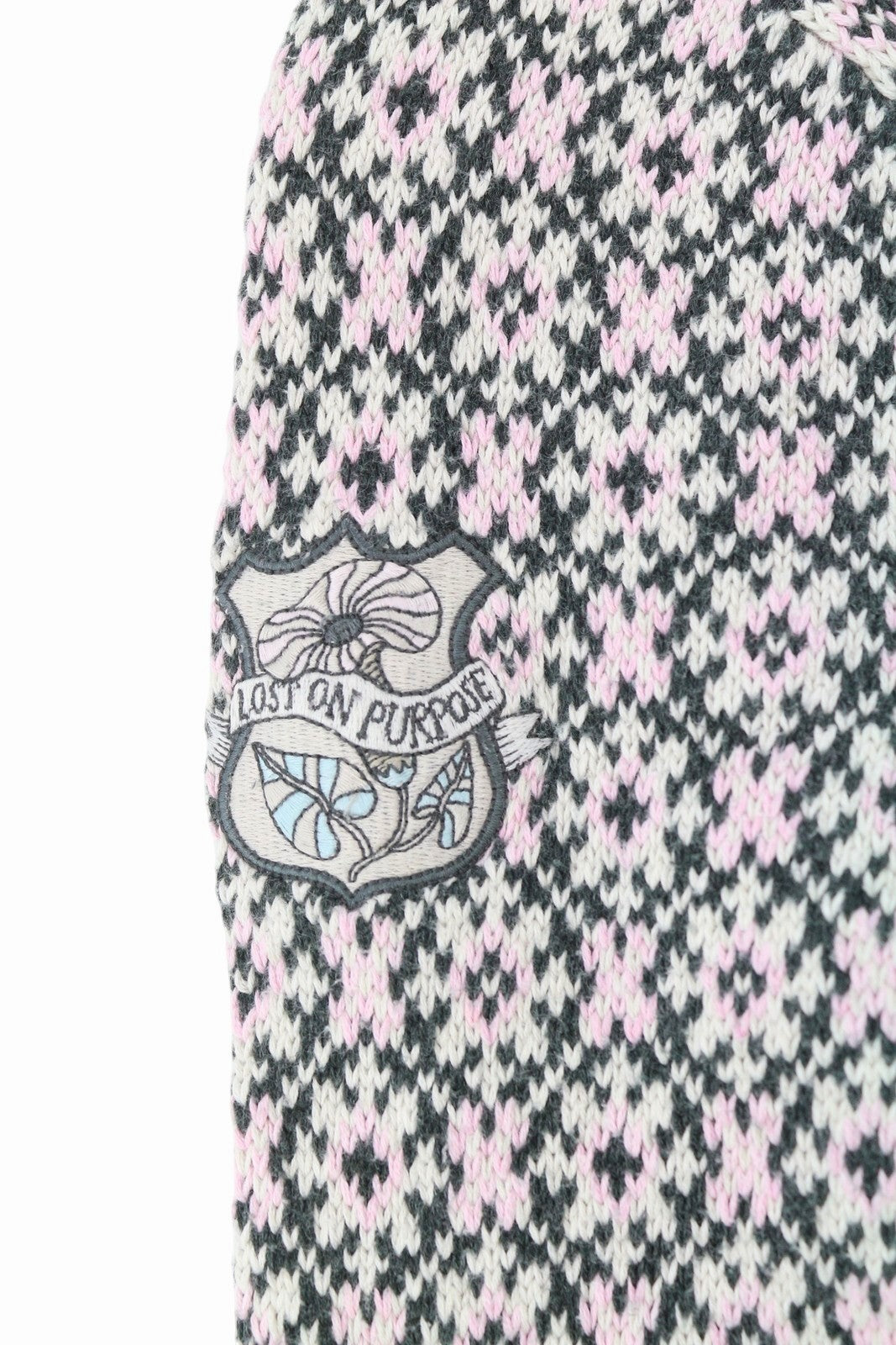 ODD MOLLY M115-233 Women Jumper XS Pink Cotton Pattern Knit Logo Cardigan