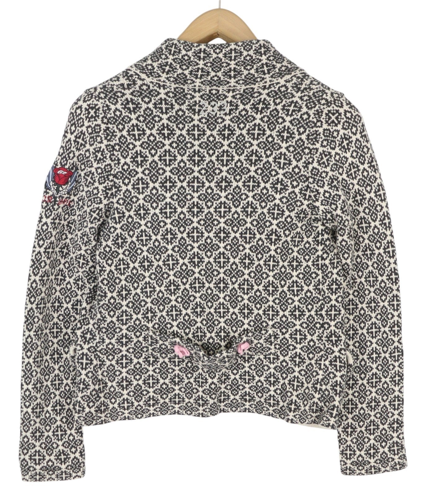 ODD MOLLY M214-233 Women Jumper XS Grey Cotton Patterned Knit Logo Cardigan