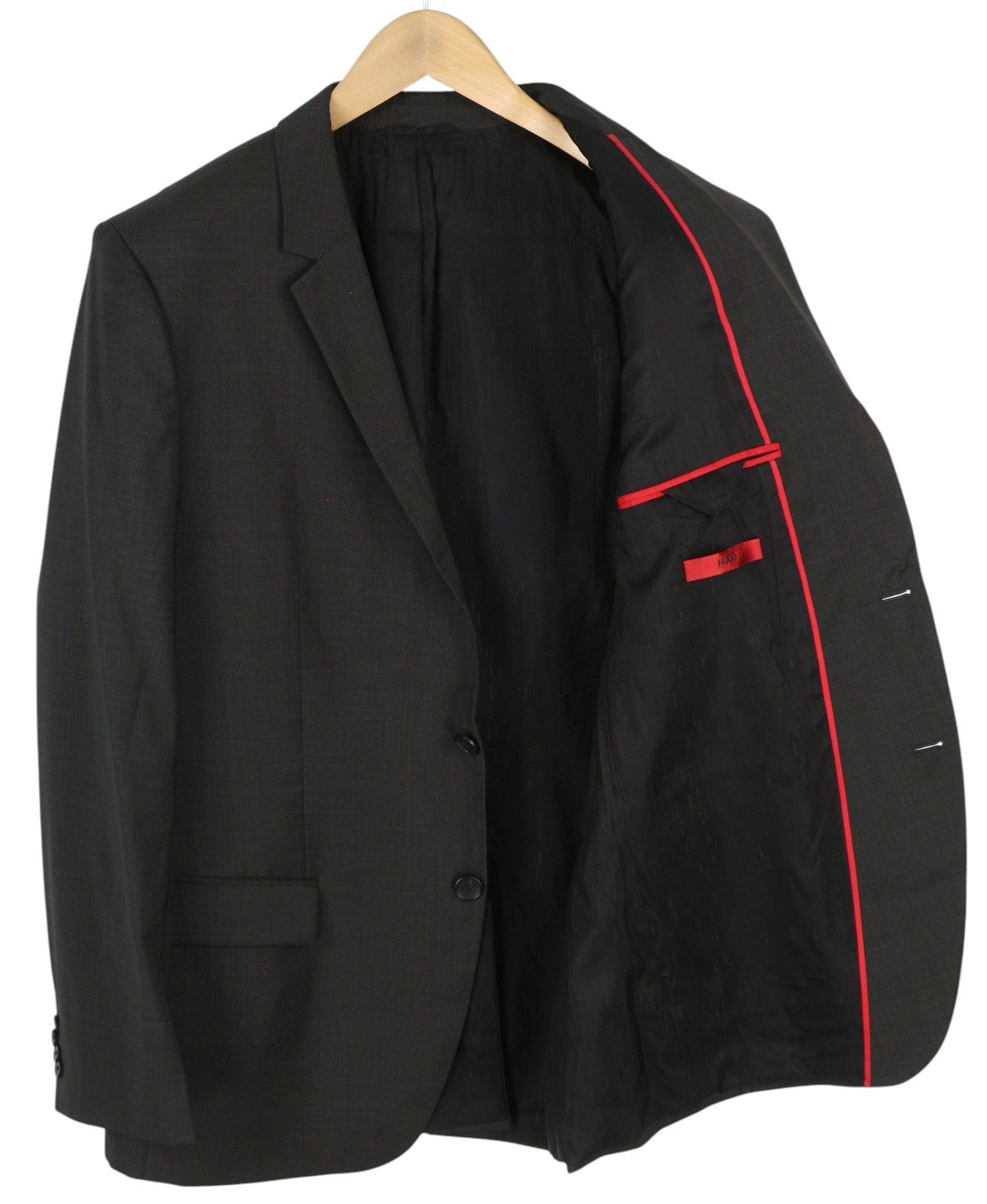 HUGO BOSS Aamon1/Hago Men Blazer US42R Grey Wool Notch Lapel Tailored