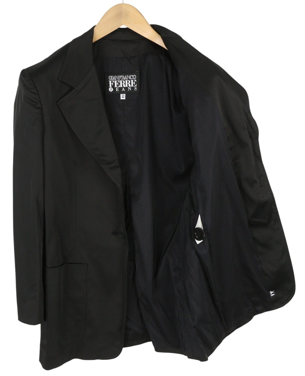 GIANFRANCO FERRE Women Jacket 42 Black Lightweight Button Front Notch Lapel