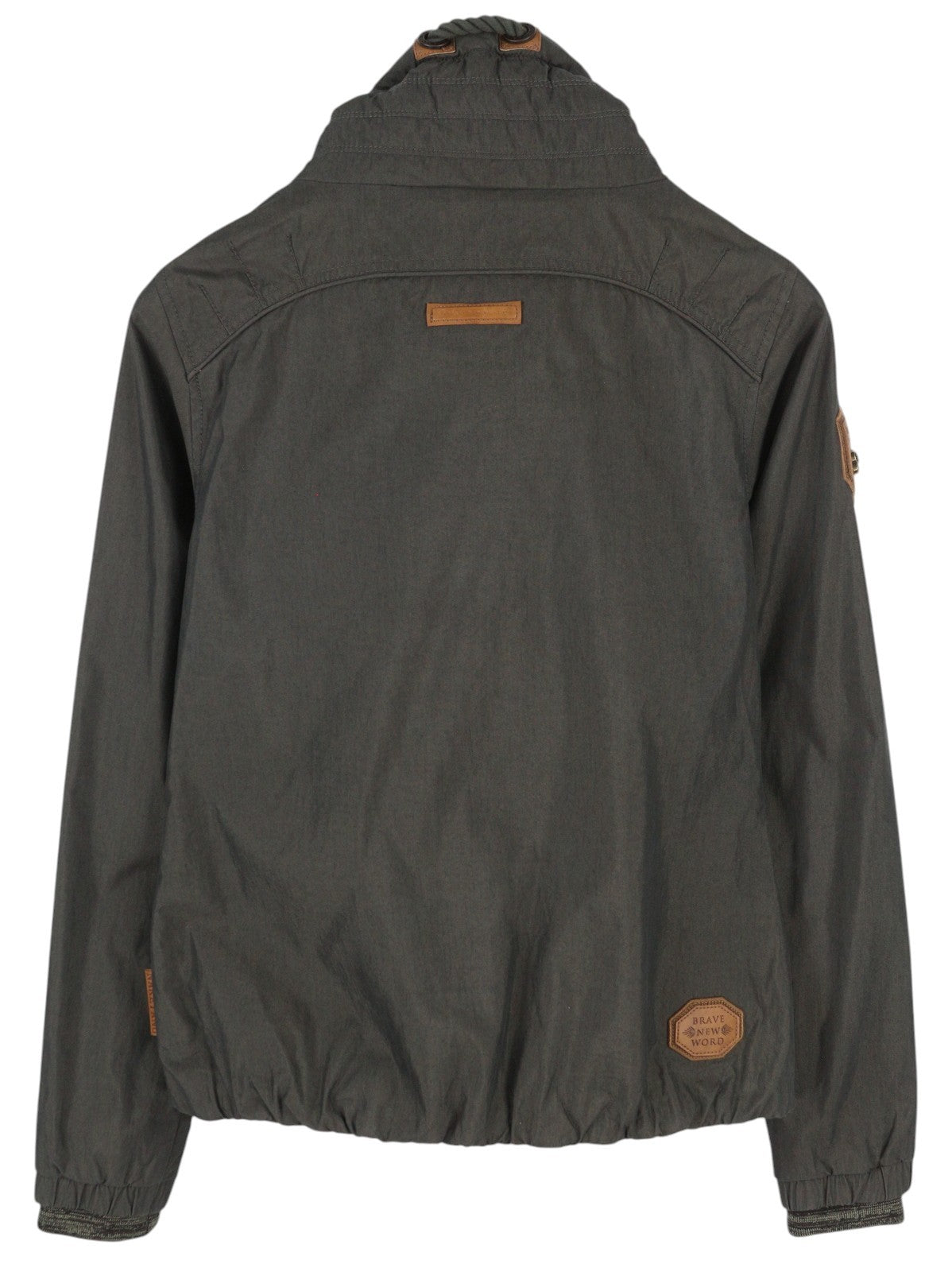 NAKETANO Women Jacket S Grey Lightweight High Neck Lined Long Sleeve