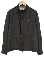 VERSACE Men Jacket 50 Black High Neck Lined Zip Pockets Lightweight