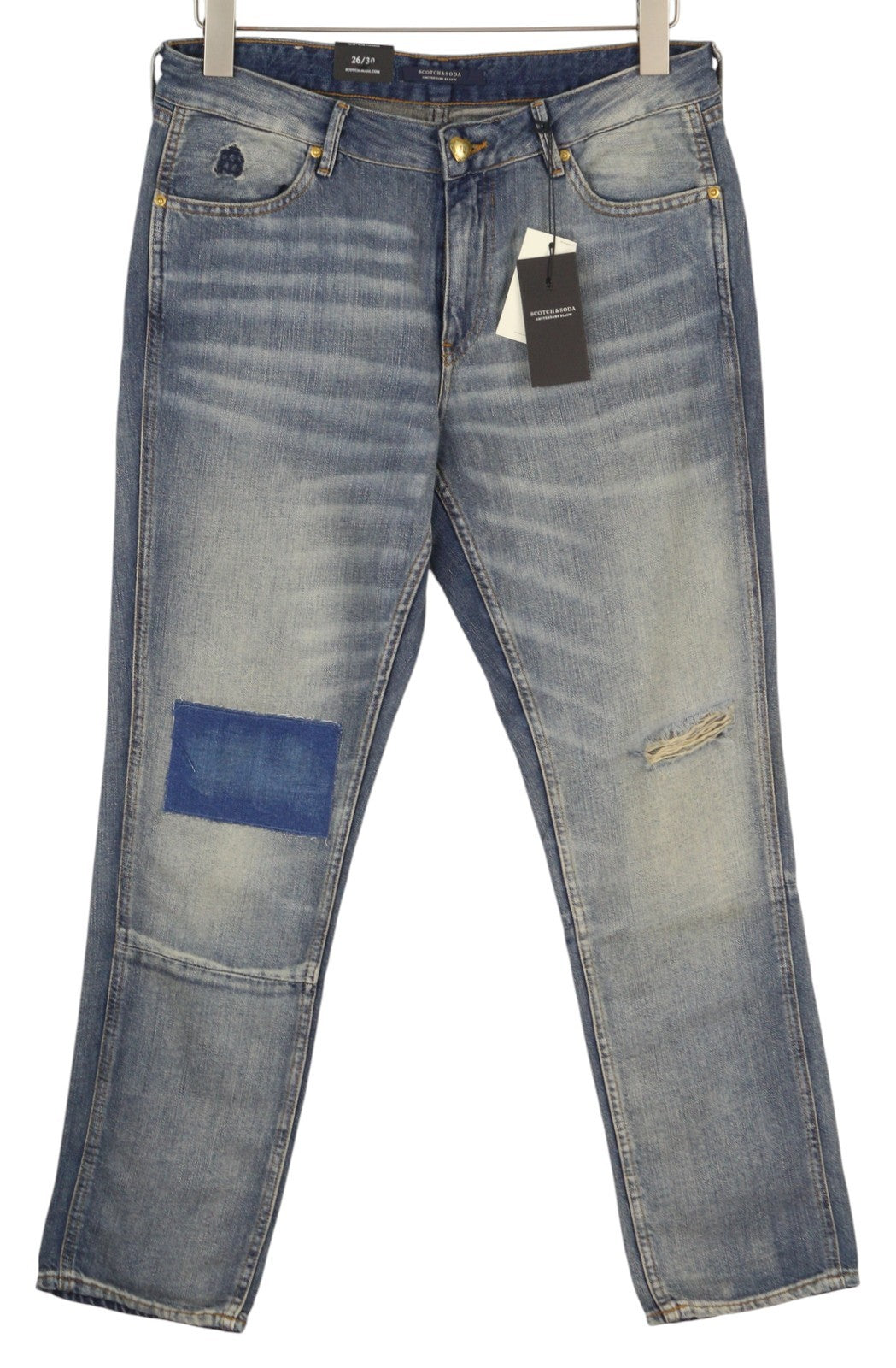 SCOTCH & SODA Bandit Women Jeans W26/L30 Linen Blend Distressed Slim Tapered