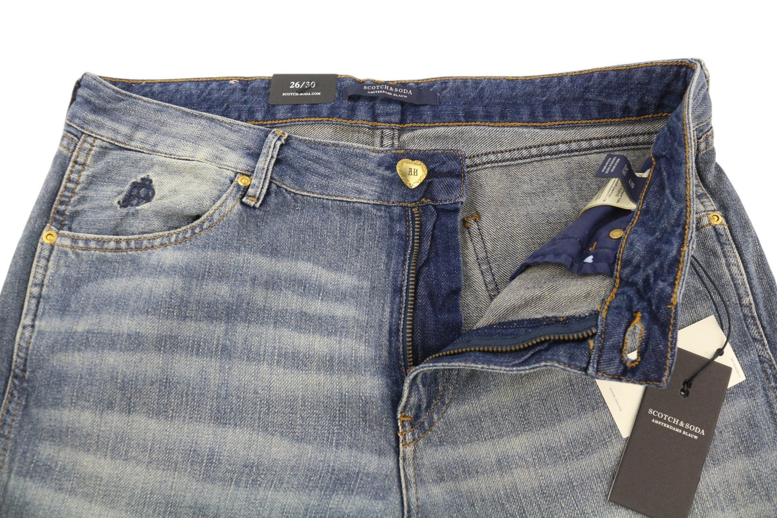 SCOTCH & SODA Bandit Women Jeans W26/L30 Linen Blend Distressed Slim Tapered