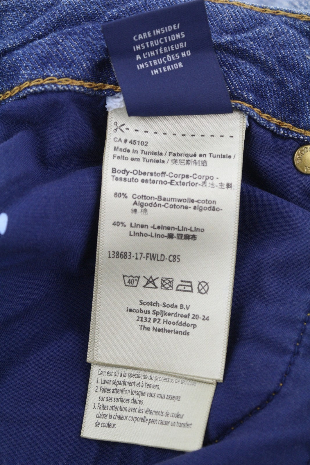 SCOTCH & SODA Bandit Women Jeans W26/L30 Linen Blend Distressed Slim Tapered