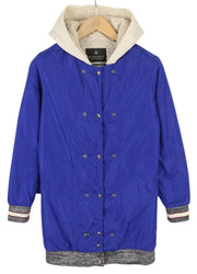 MAISON SCOTCH Women Jacket XS Blue Hooded Snap Button Lightweight Long Sleeve