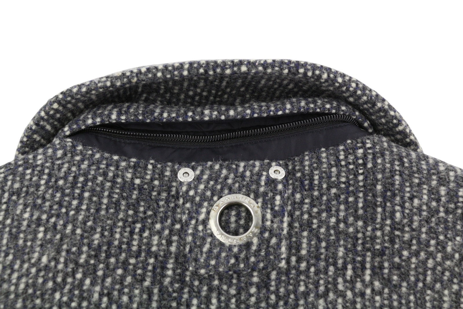 GAASTRA Women Coat M Melange Grey Wool Blend Toggle High Neck Logo Long