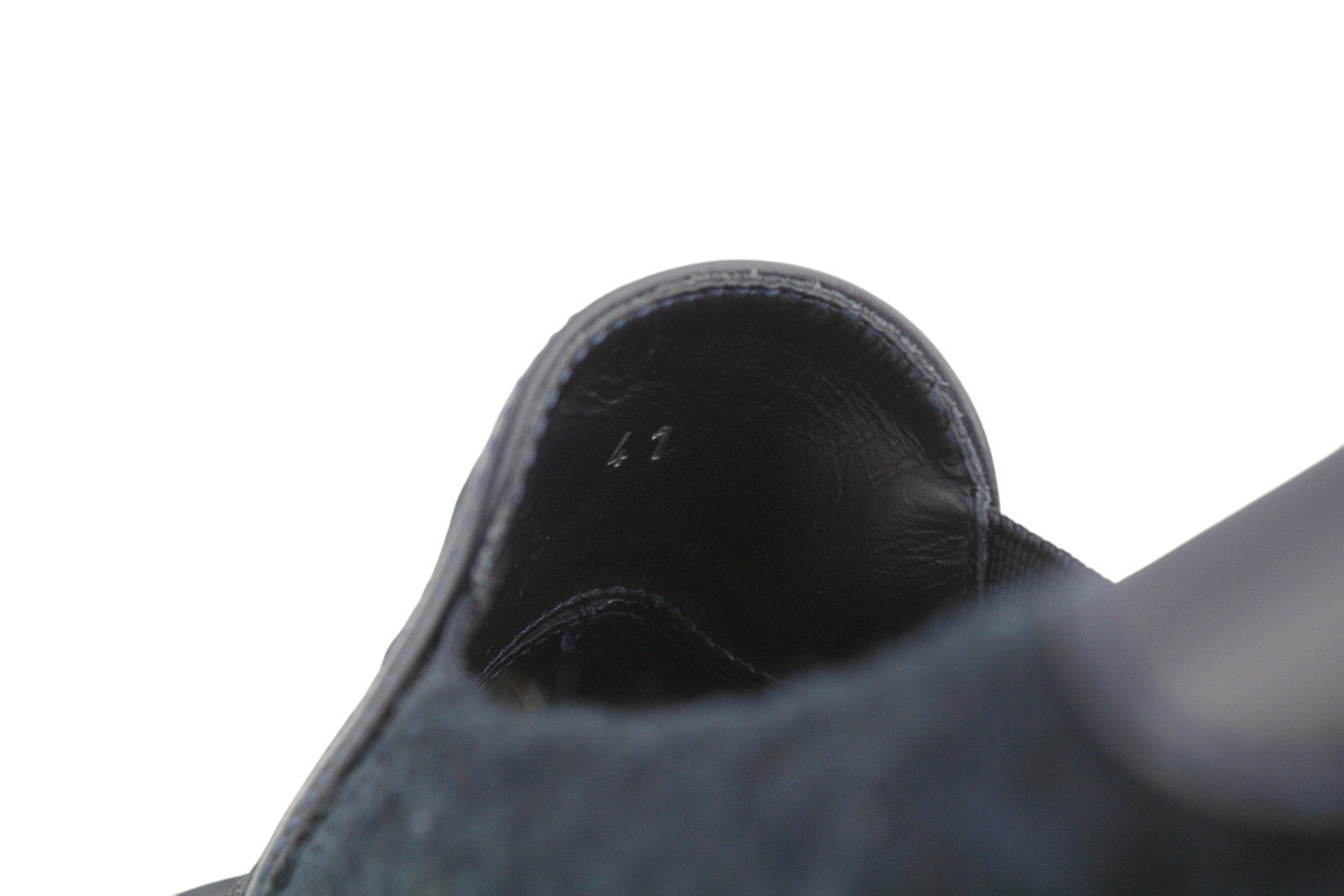 MONCLER Men Flats EU41 Dark Blue Denim Style Slip On Leather Trim