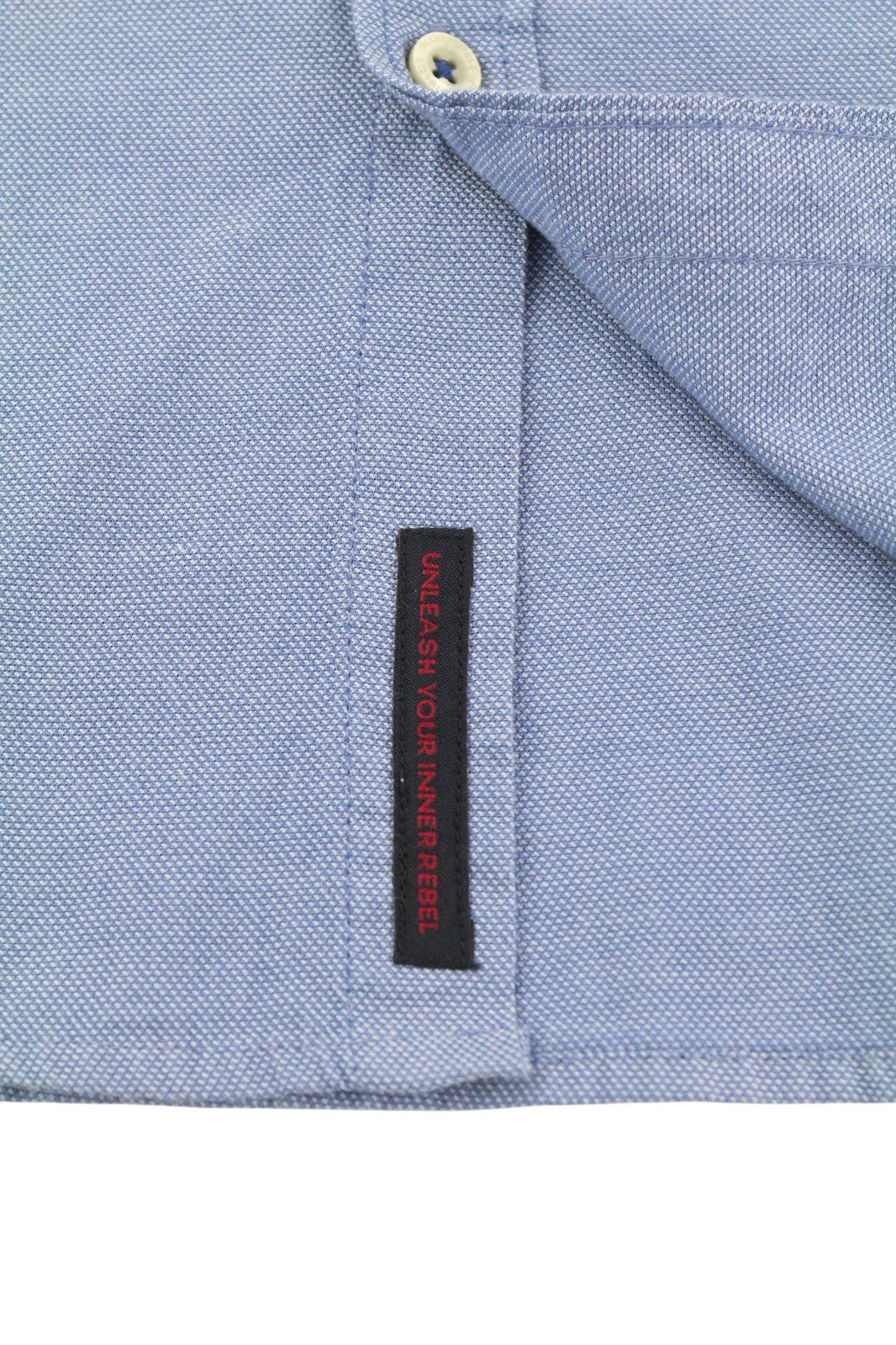 BLUE FIELDS Men Shirt L Blue Pattern Button Down Patch Pocket Casual