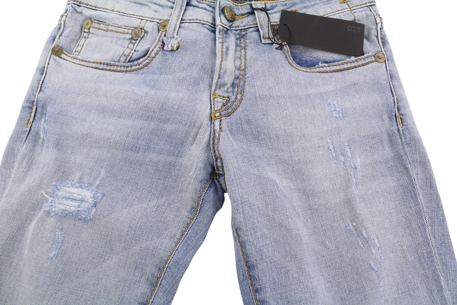 R13 Alison Crop Women Jeans 24 Light Destroyed Patch Distress Skinny