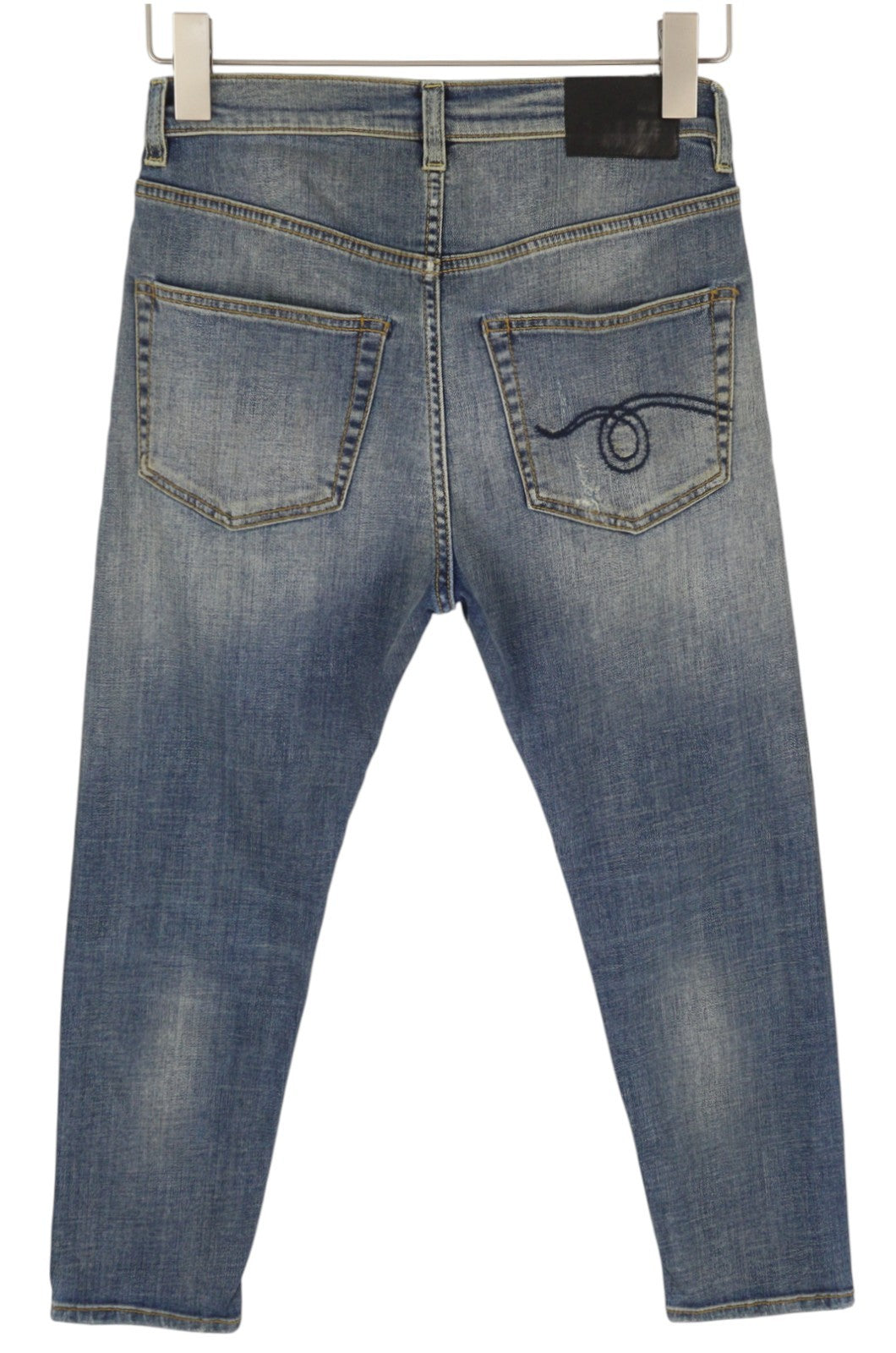 R13 Women Jeans 24 Blue Painted Dirty Look Cropped Ankle Denim