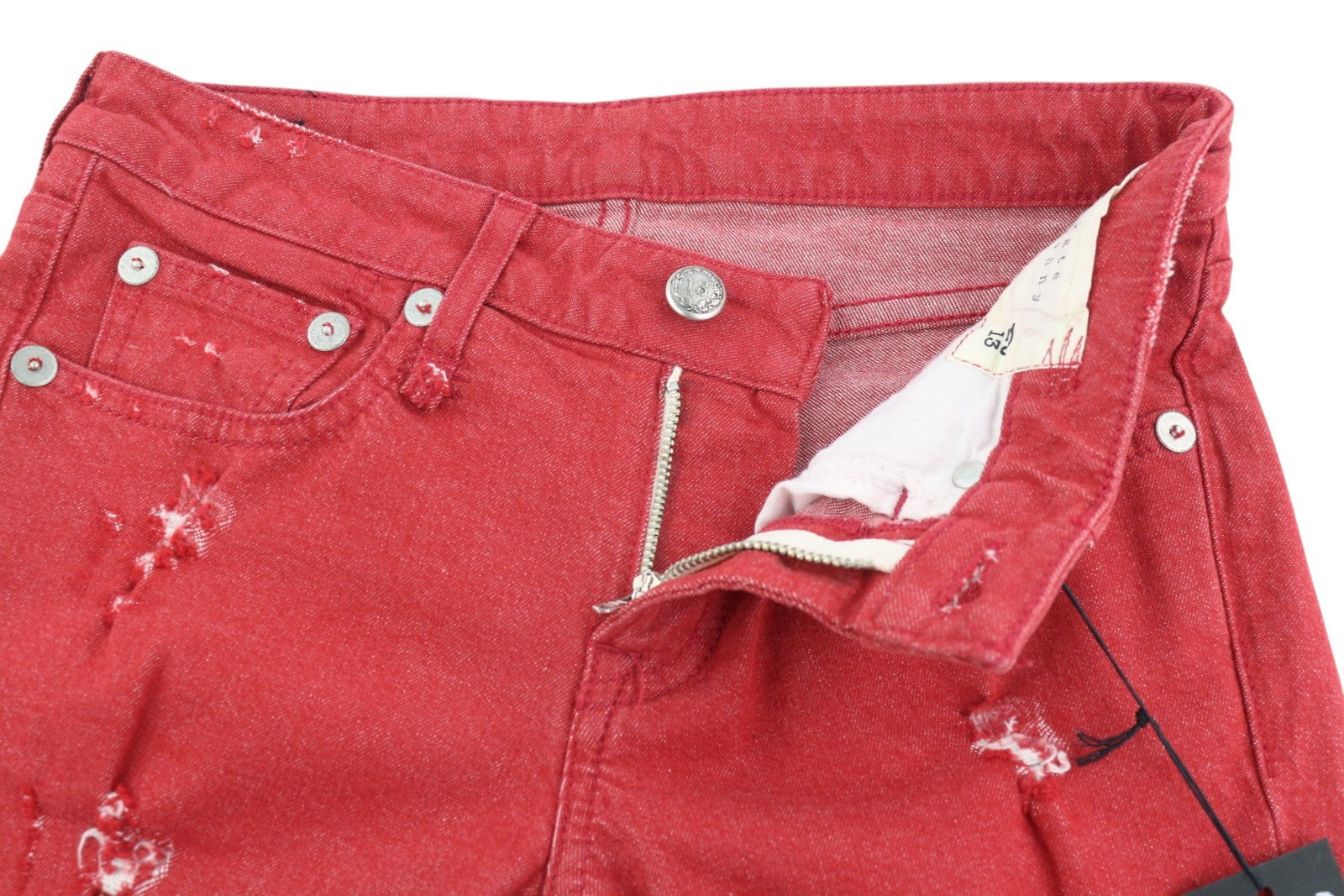 R13 Kate Skinny Women Jeans 24 Red Distressed Ripped Ankle Denim