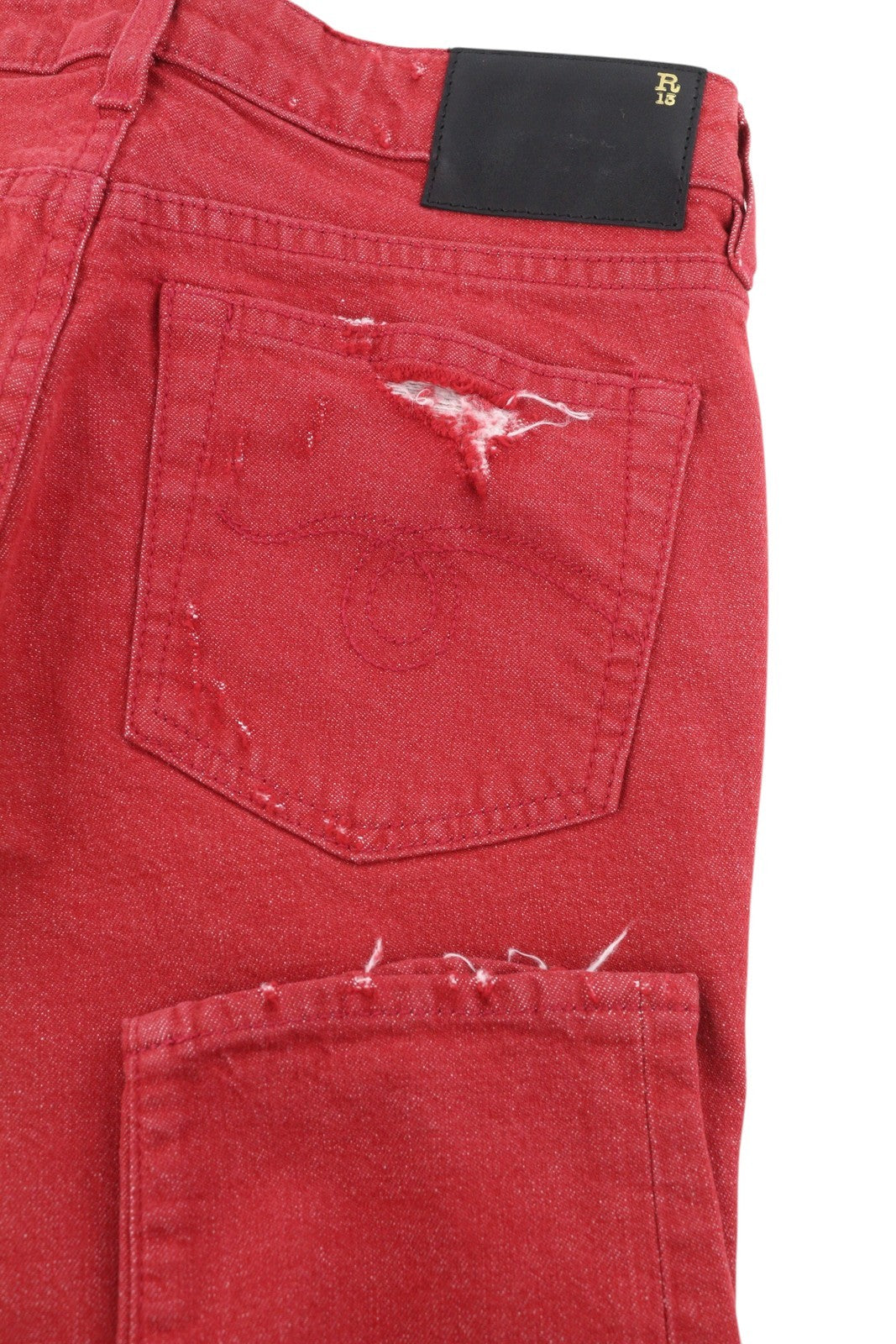 R13 Kate Skinny Women Jeans 24 Red Distressed Ripped Ankle Denim